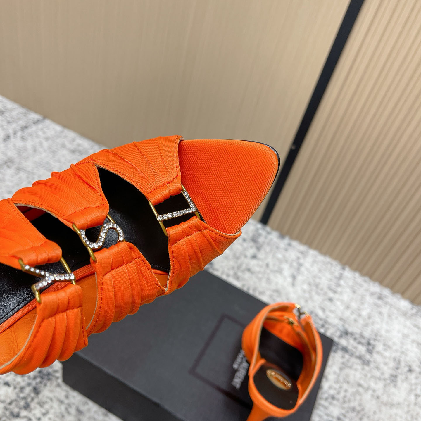 Saint Laurent EMILIE Mules In Satin Crepe - DopestKickz