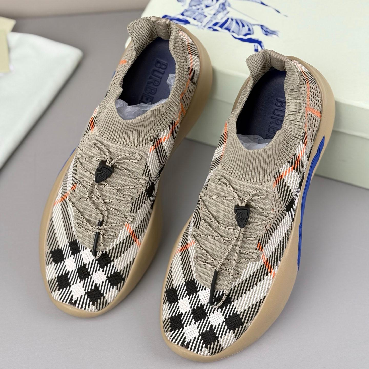 Burberry Check Knit Neptune Sneakers - DopestKickz