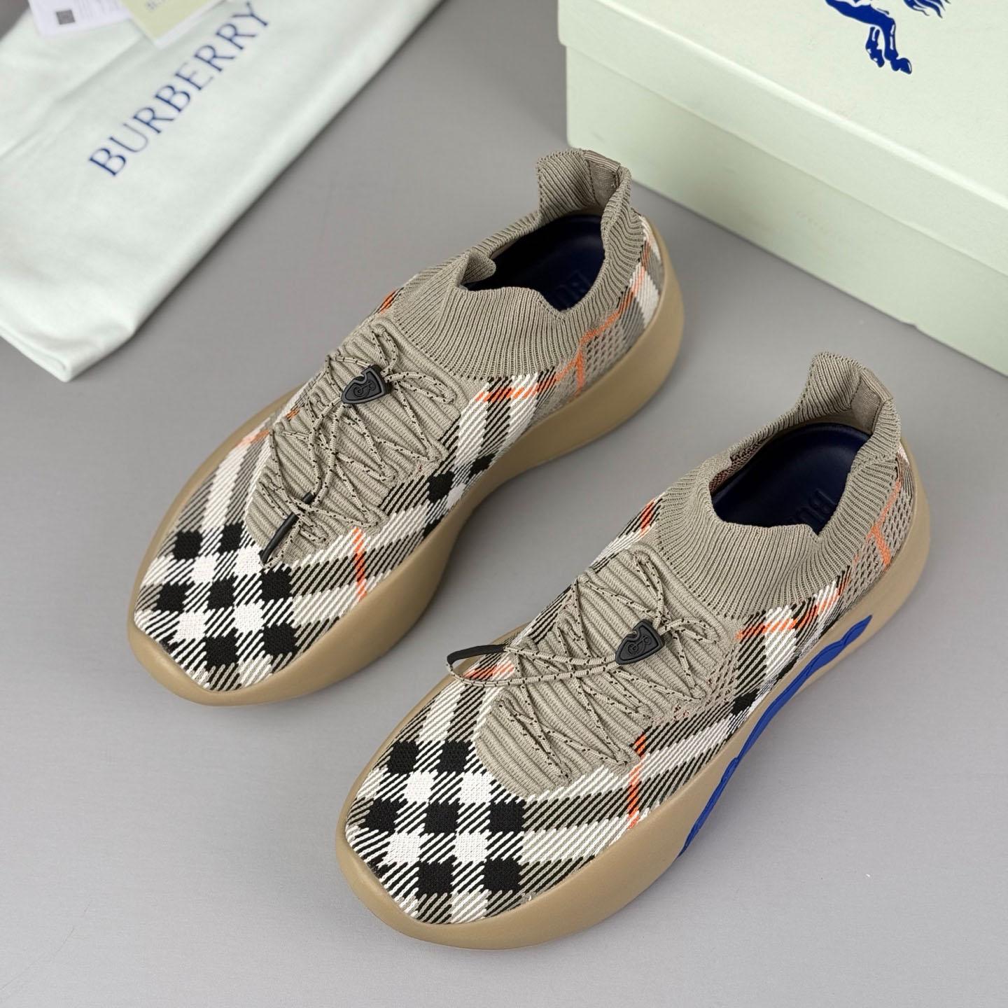 Burberry Check Knit Neptune Sneakers - DopestKickz