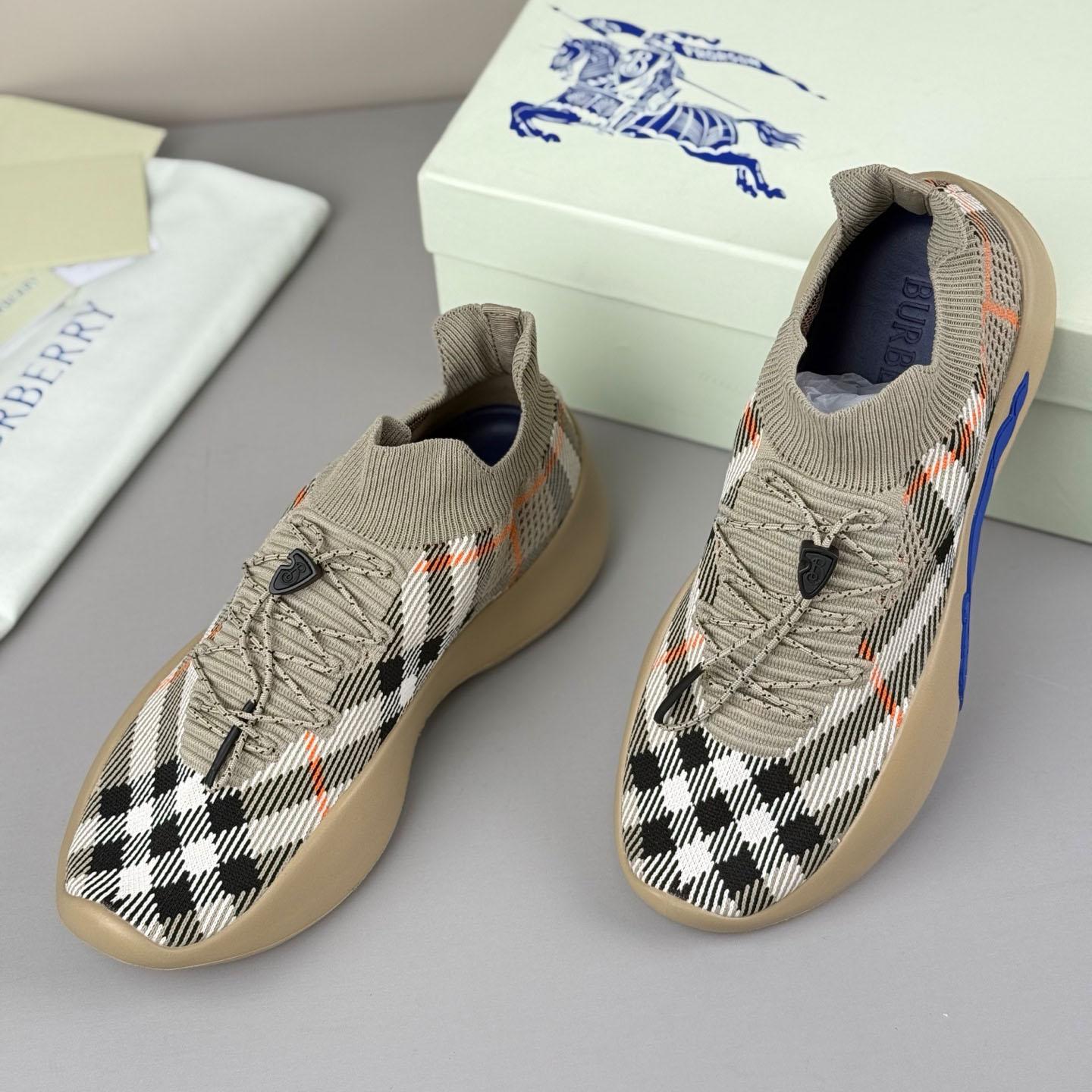 Burberry Check Knit Neptune Sneakers - DopestKickz