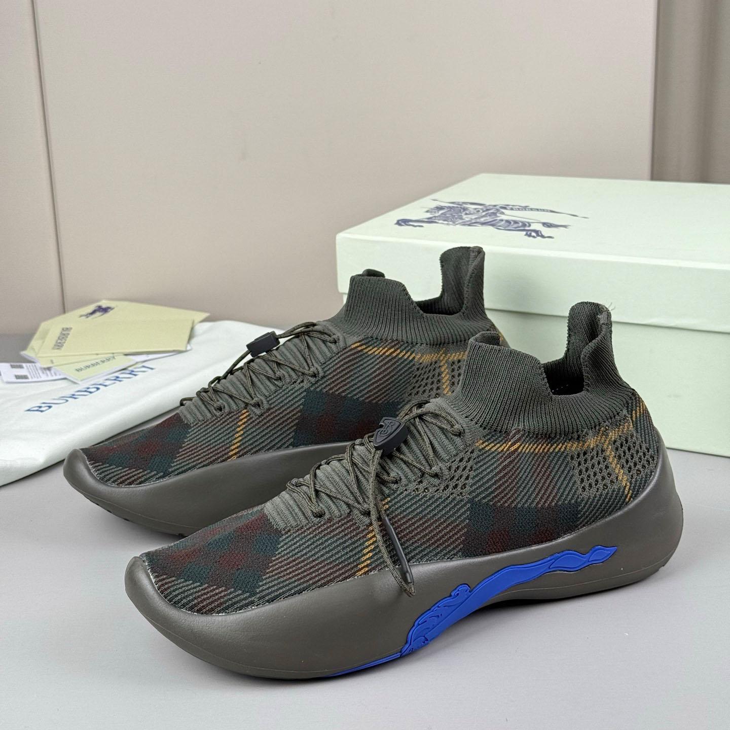 Burberry Check Knit Neptune Sneakers - DopestKickz