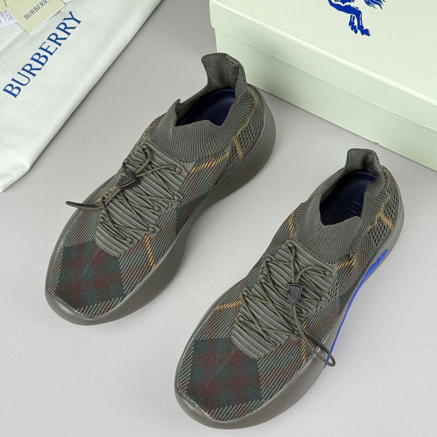 Burberry Check Knit Neptune Sneakers - DopestKickz