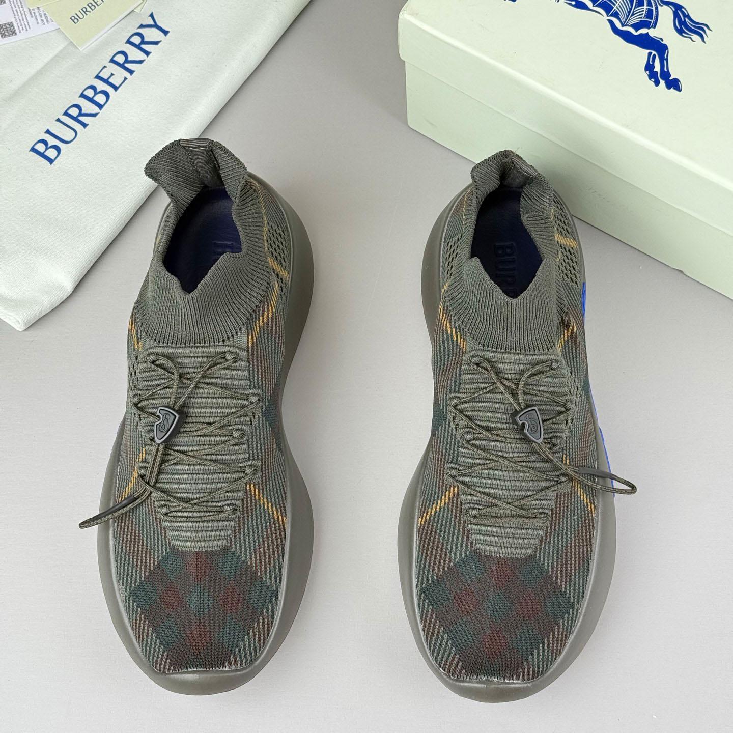Burberry Check Knit Neptune Sneakers - DopestKickz