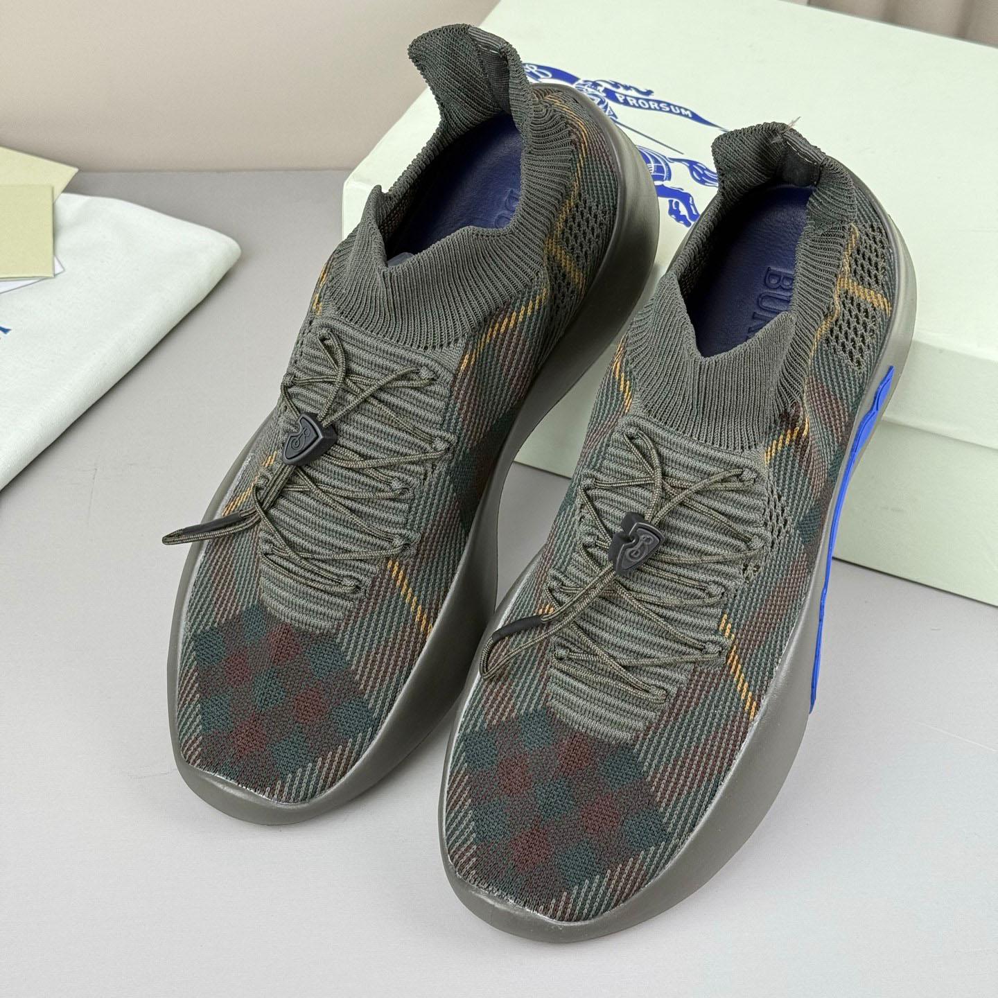 Burberry Check Knit Neptune Sneakers - DopestKickz
