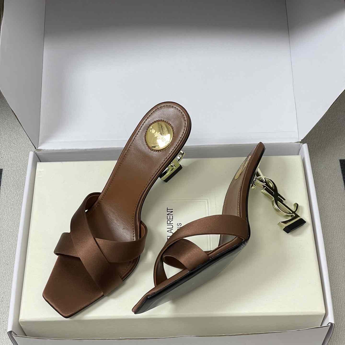 Saint Laurent Opyum Mules In Satin Crepe  - DopestKickz