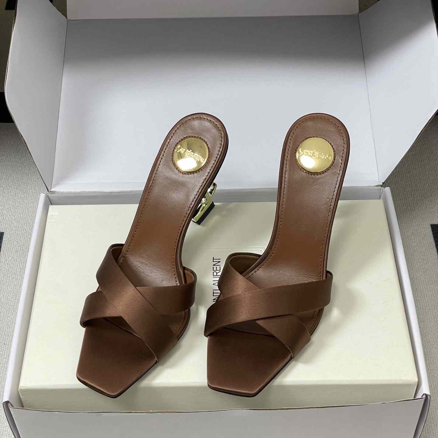 Saint Laurent Opyum Mules In Satin Crepe  - DopestKickz