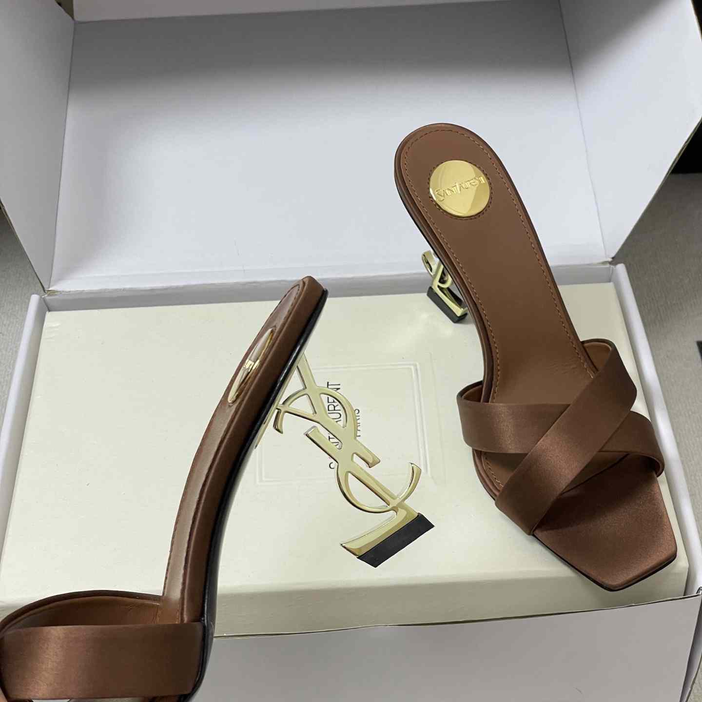 Saint Laurent Opyum Mules In Satin Crepe  - DopestKickz