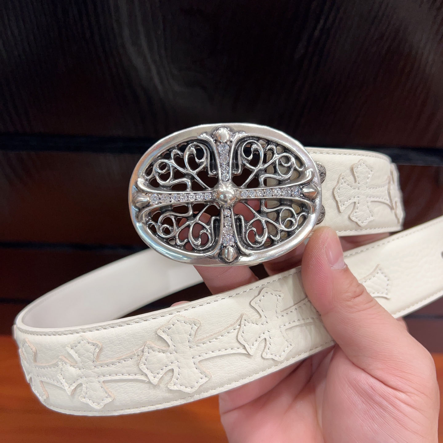 Chrome Hearts Leather Belt   - DopestKickz