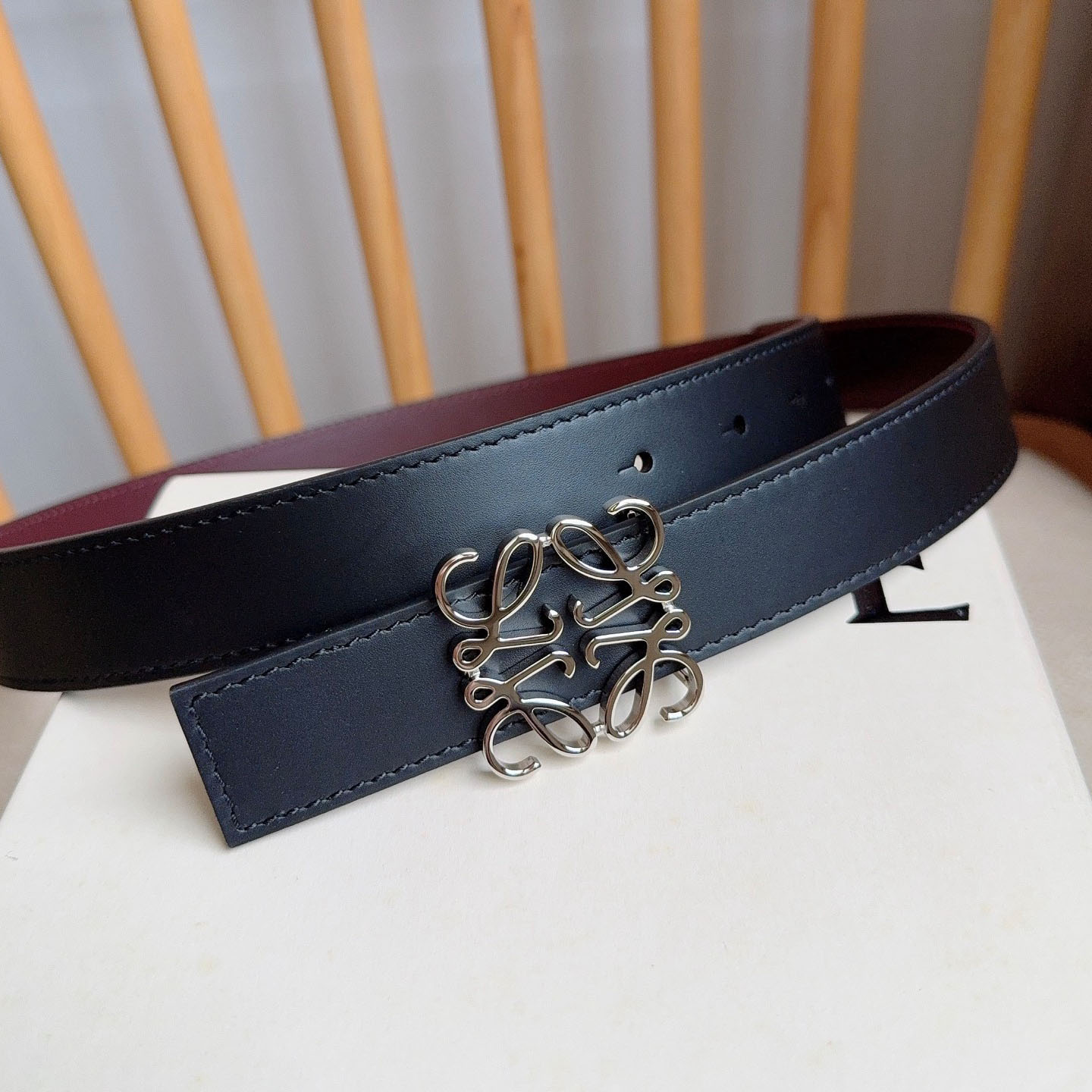 Loewe Reversible Anagram Belt In Smooth Calfskin - DopestKickz