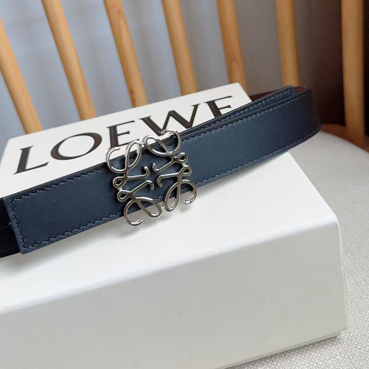 Loewe Reversible Anagram Belt In Smooth Calfskin - DopestKickz
