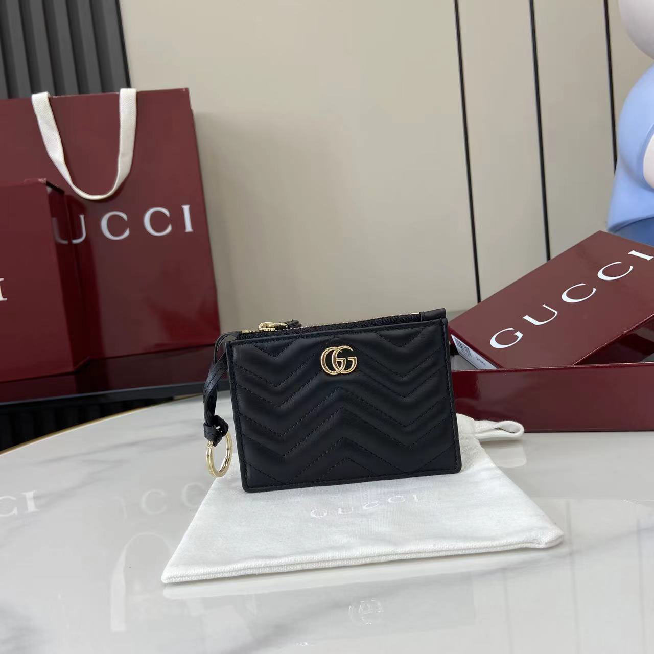Gucci GG Marmont Zip Key Pouch 837747 - DopestKickz