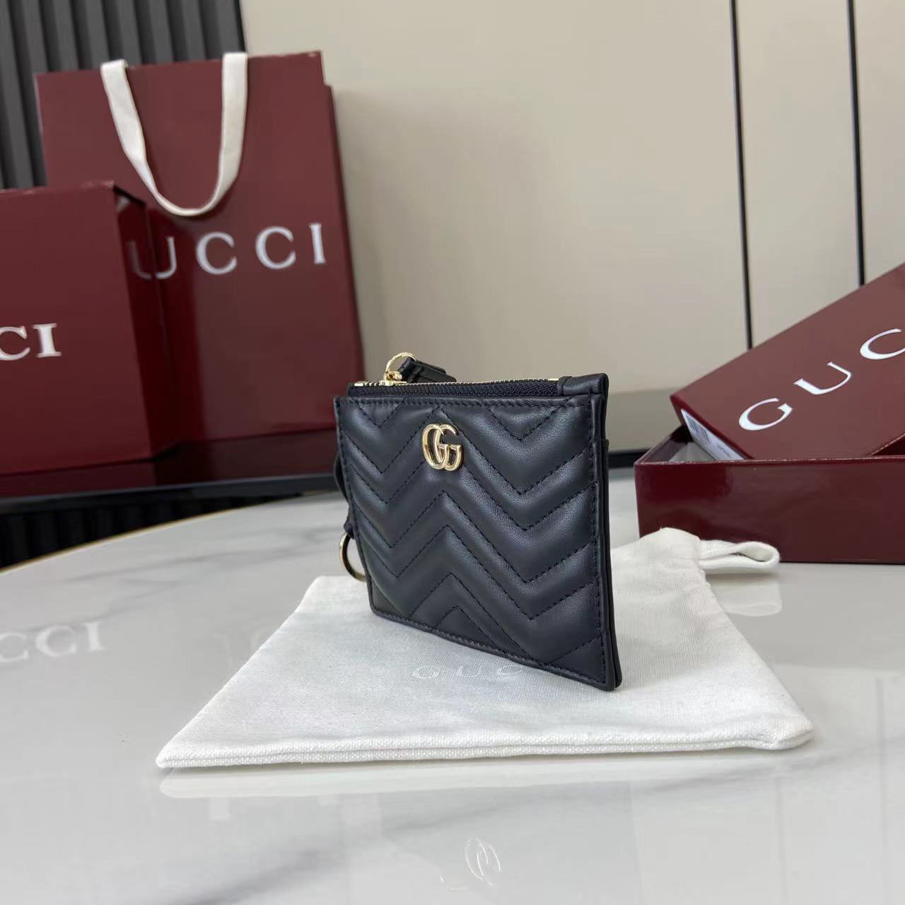 Gucci GG Marmont Zip Key Pouch 837747 - DopestKickz