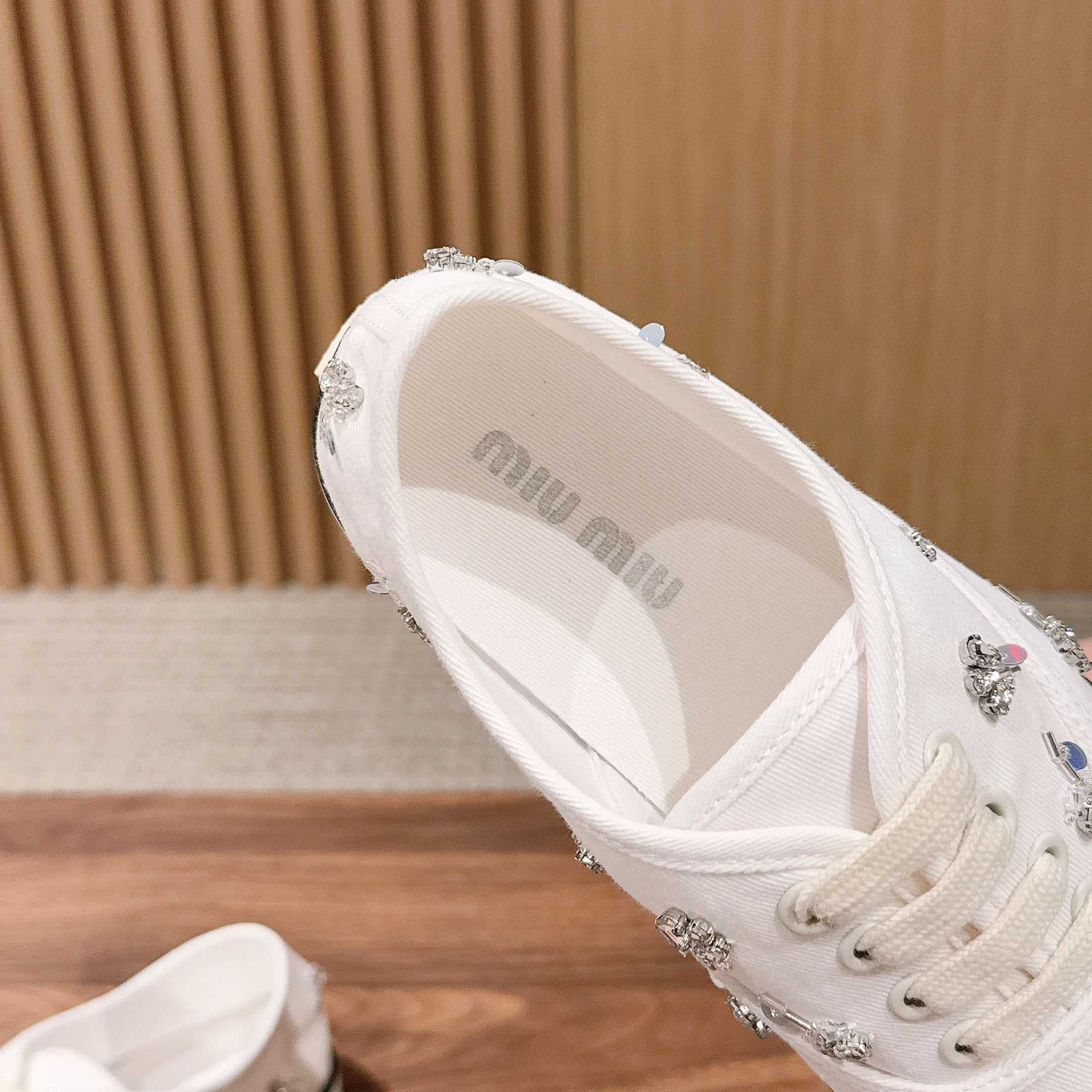 Miu Miu Embroidered Drill Sneakers - DopestKickz