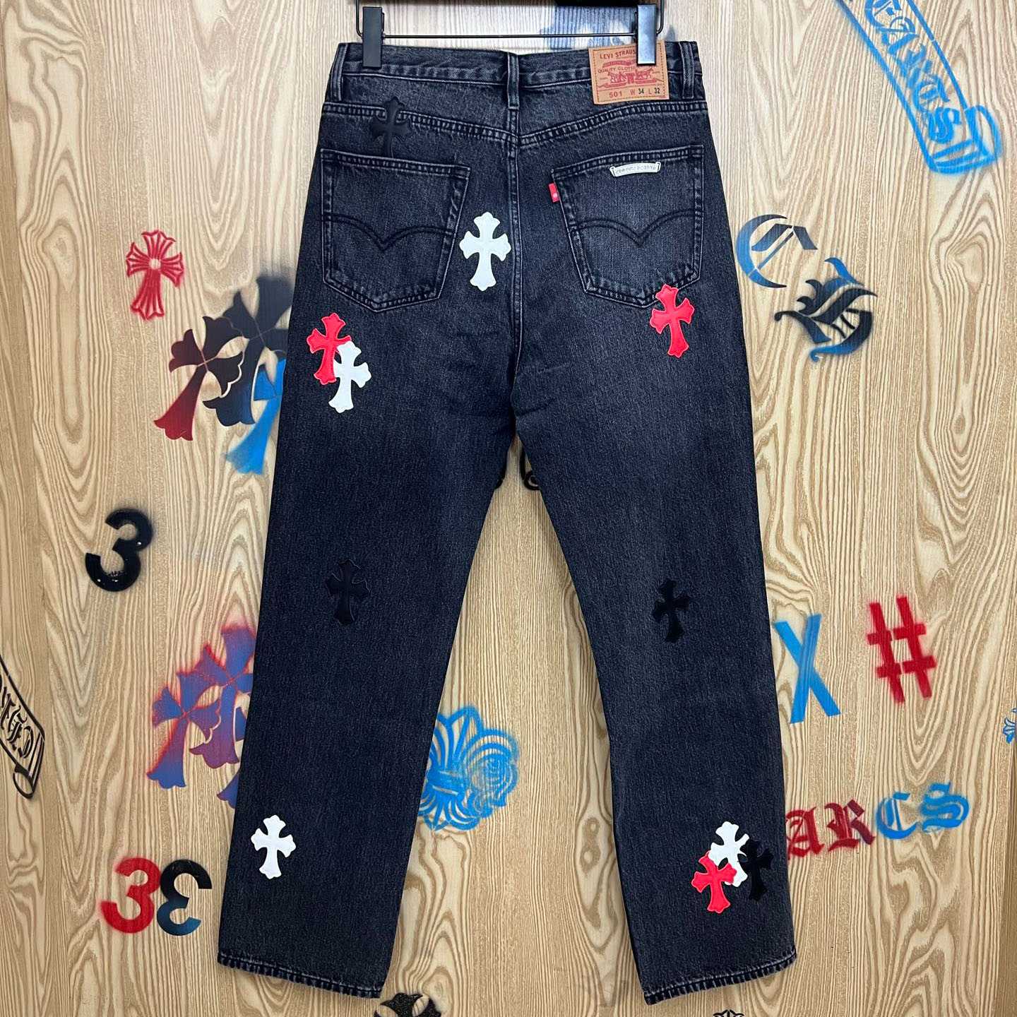 Chrome Hearts Cross Patch Jeans - DopestKickz