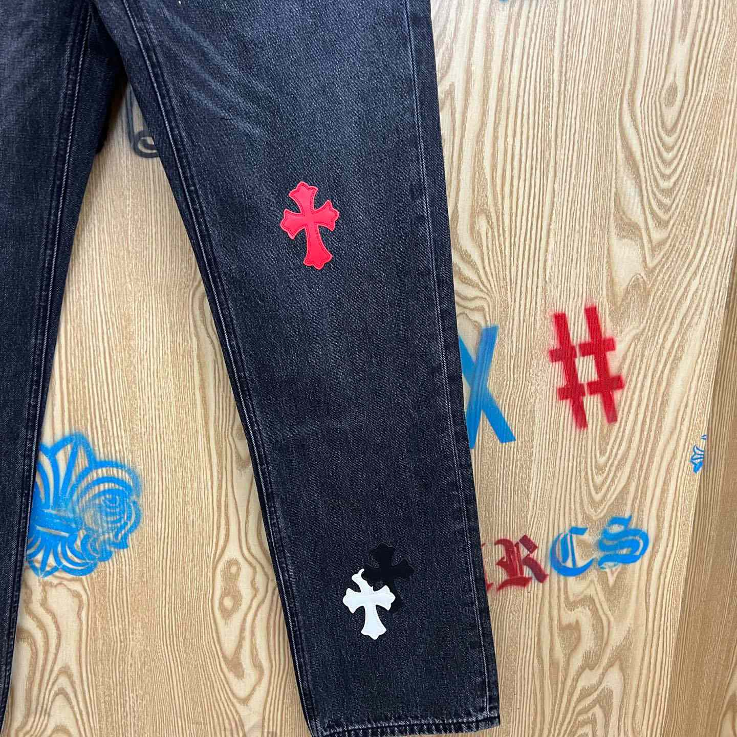 Chrome Hearts Cross Patch Jeans - DopestKickz