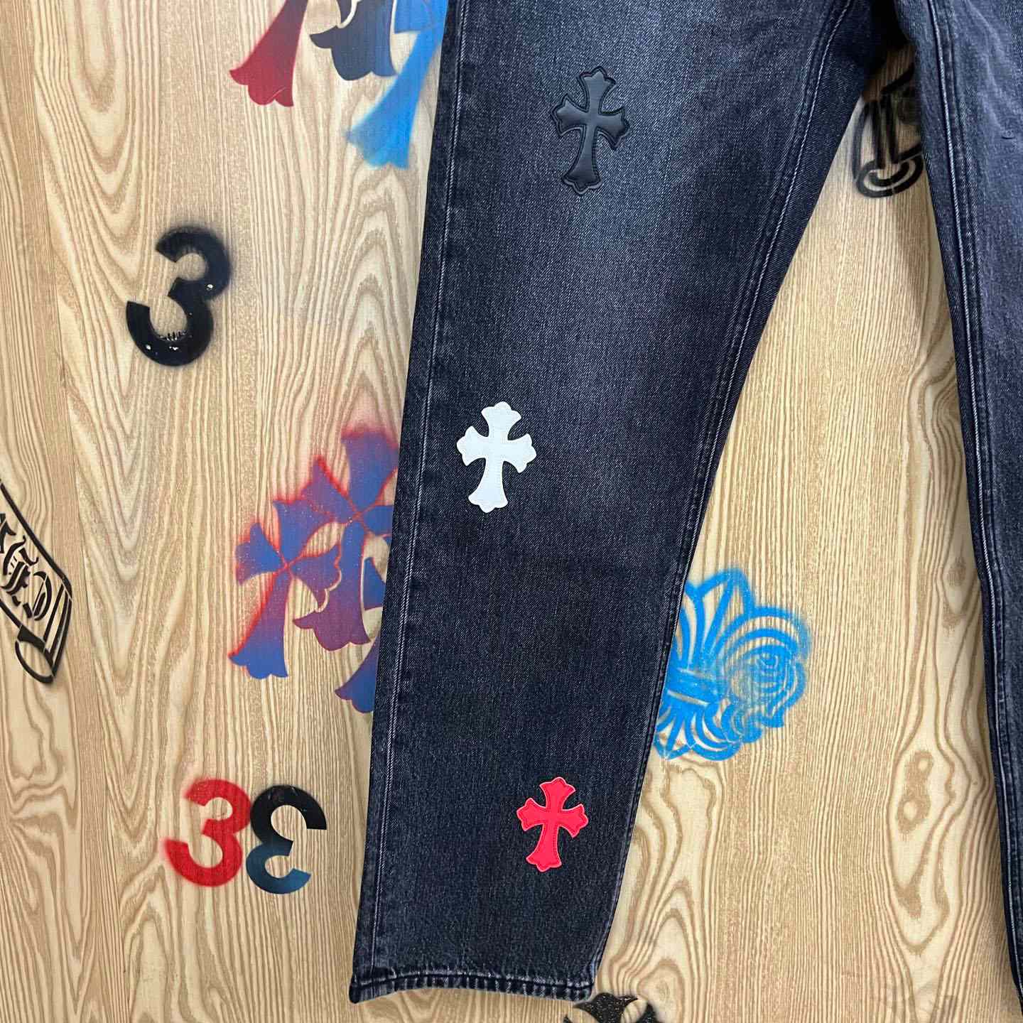 Chrome Hearts Cross Patch Jeans - DopestKickz