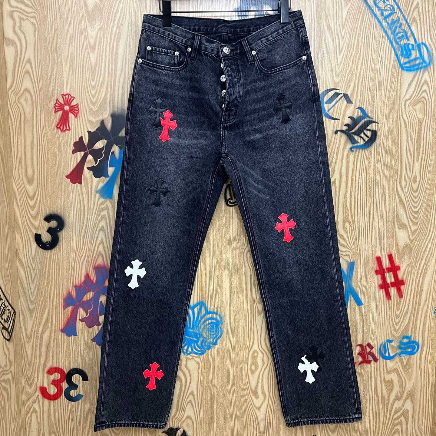 Chrome Hearts Cross Patch Jeans - DopestKickz