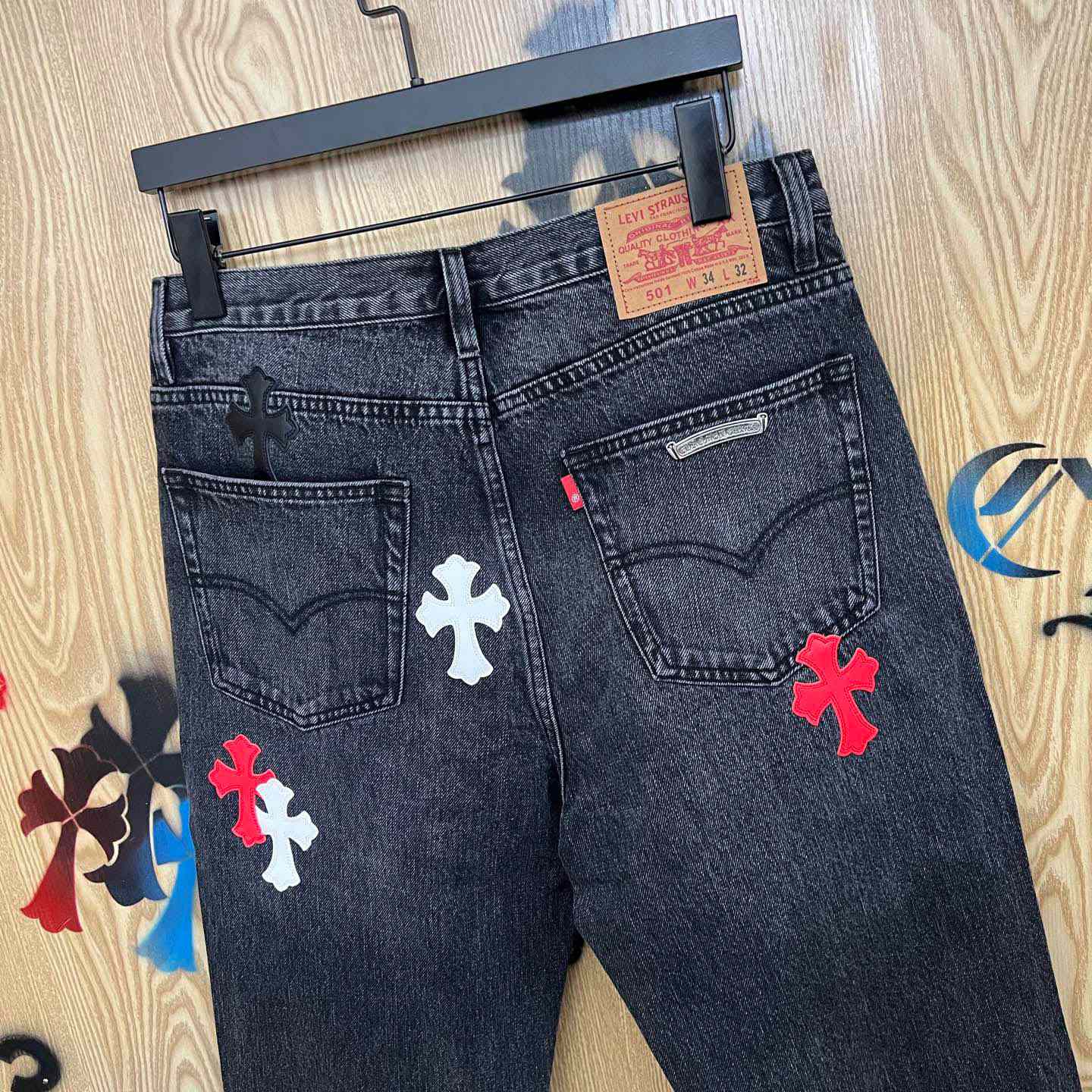 Chrome Hearts Cross Patch Jeans - DopestKickz
