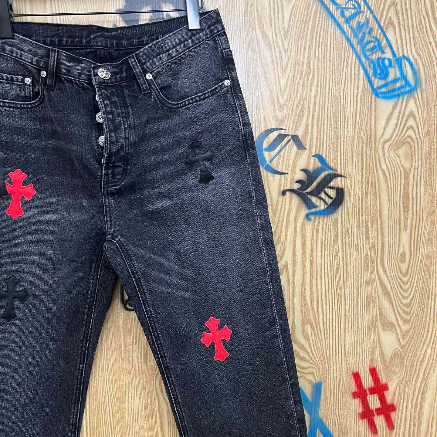 Chrome Hearts Cross Patch Jeans - DopestKickz