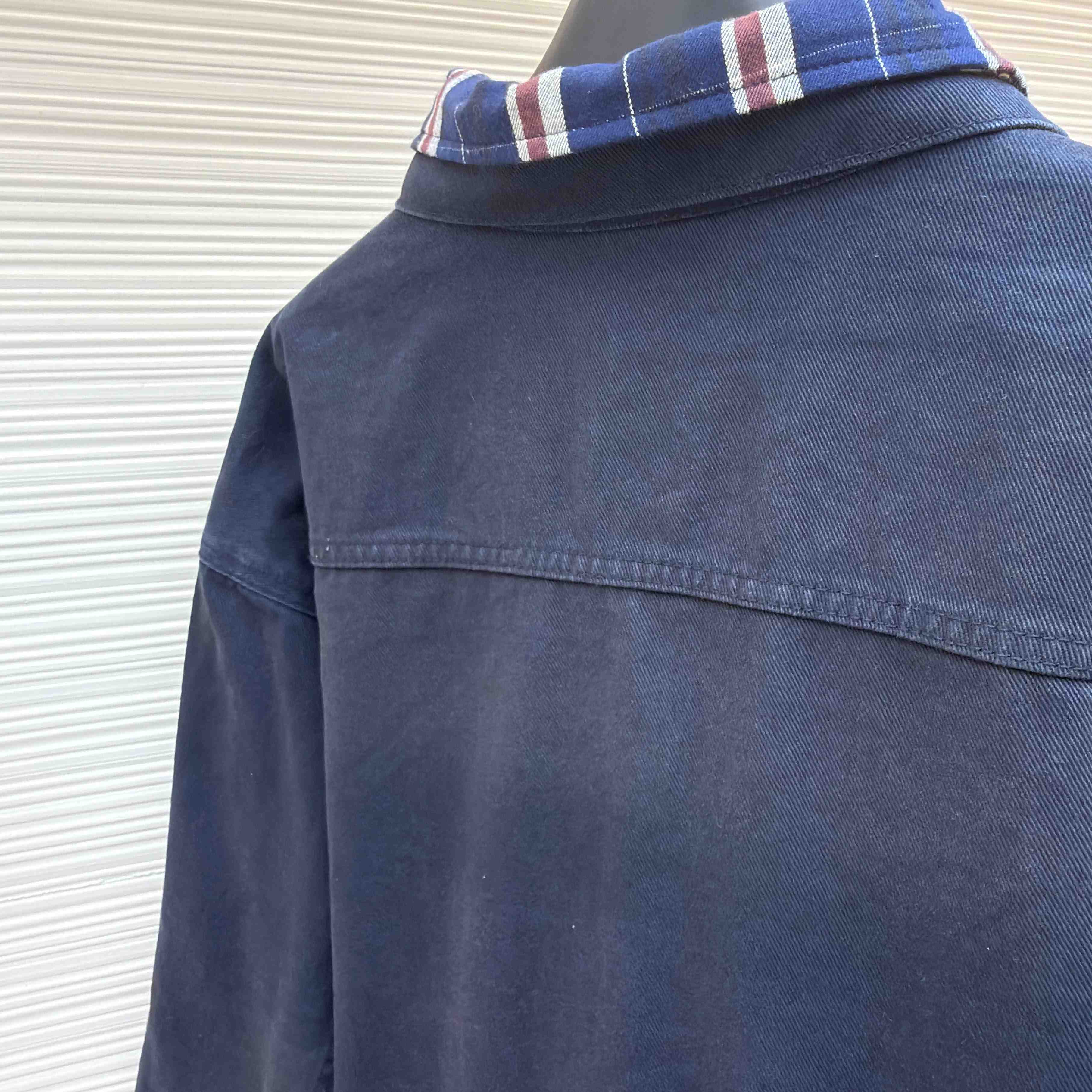 Balenciaga Patched Shirt Jacket In Navy/Dirty Dark Blue - DopestKickz