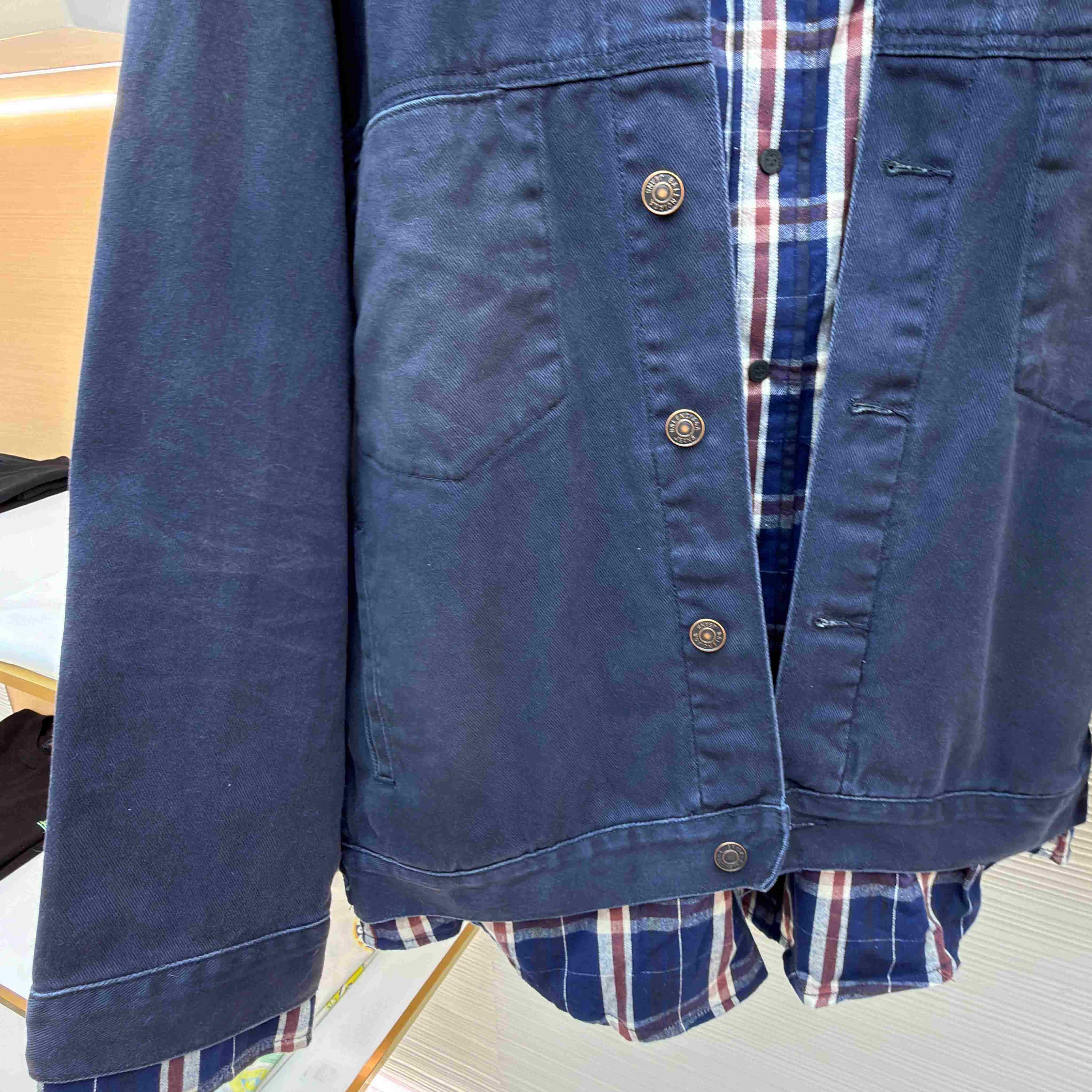 Balenciaga Patched Shirt Jacket In Navy/Dirty Dark Blue - DopestKickz