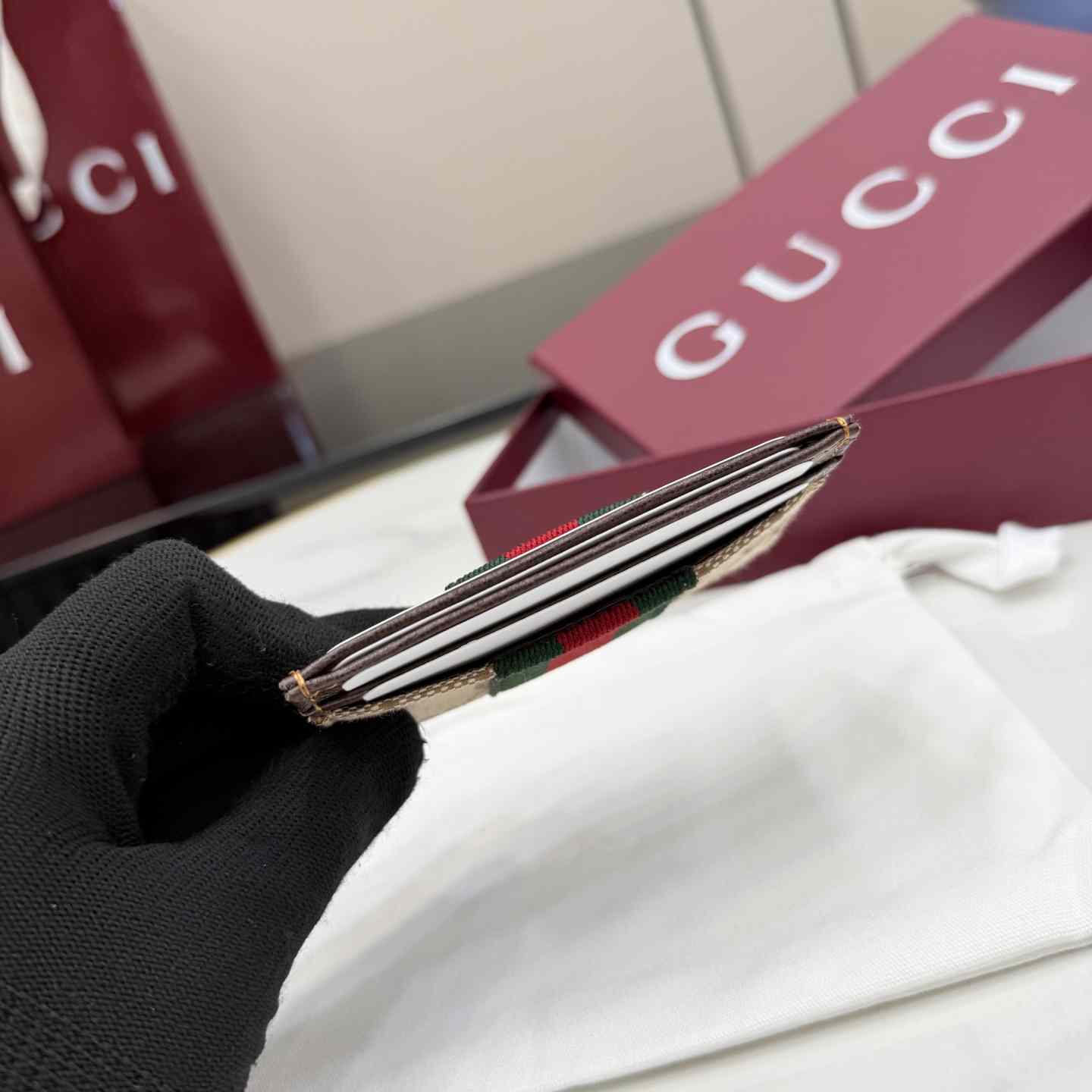 Gucci GG Card Case With Web - DopestKickz