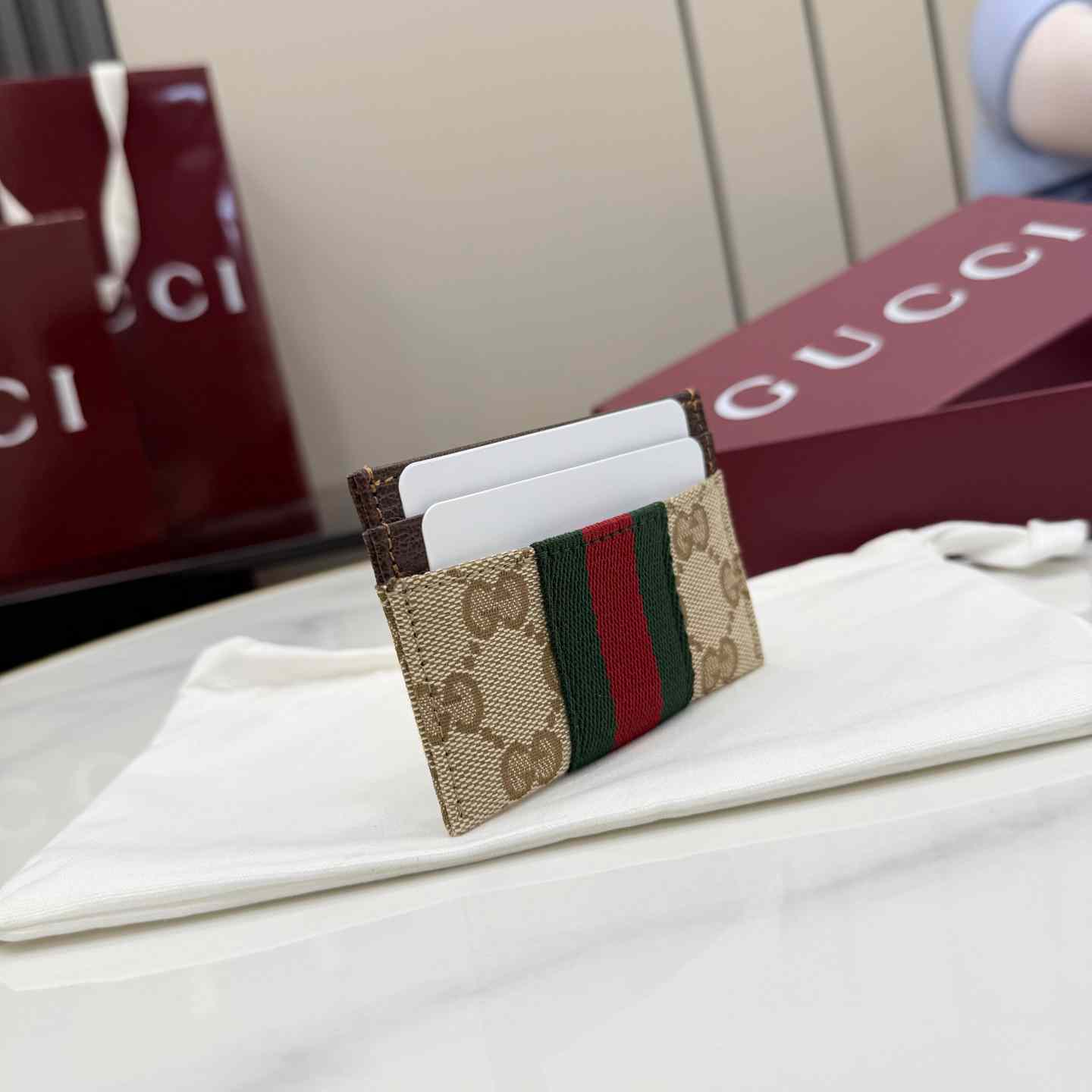 Gucci GG Card Case With Web - DopestKickz
