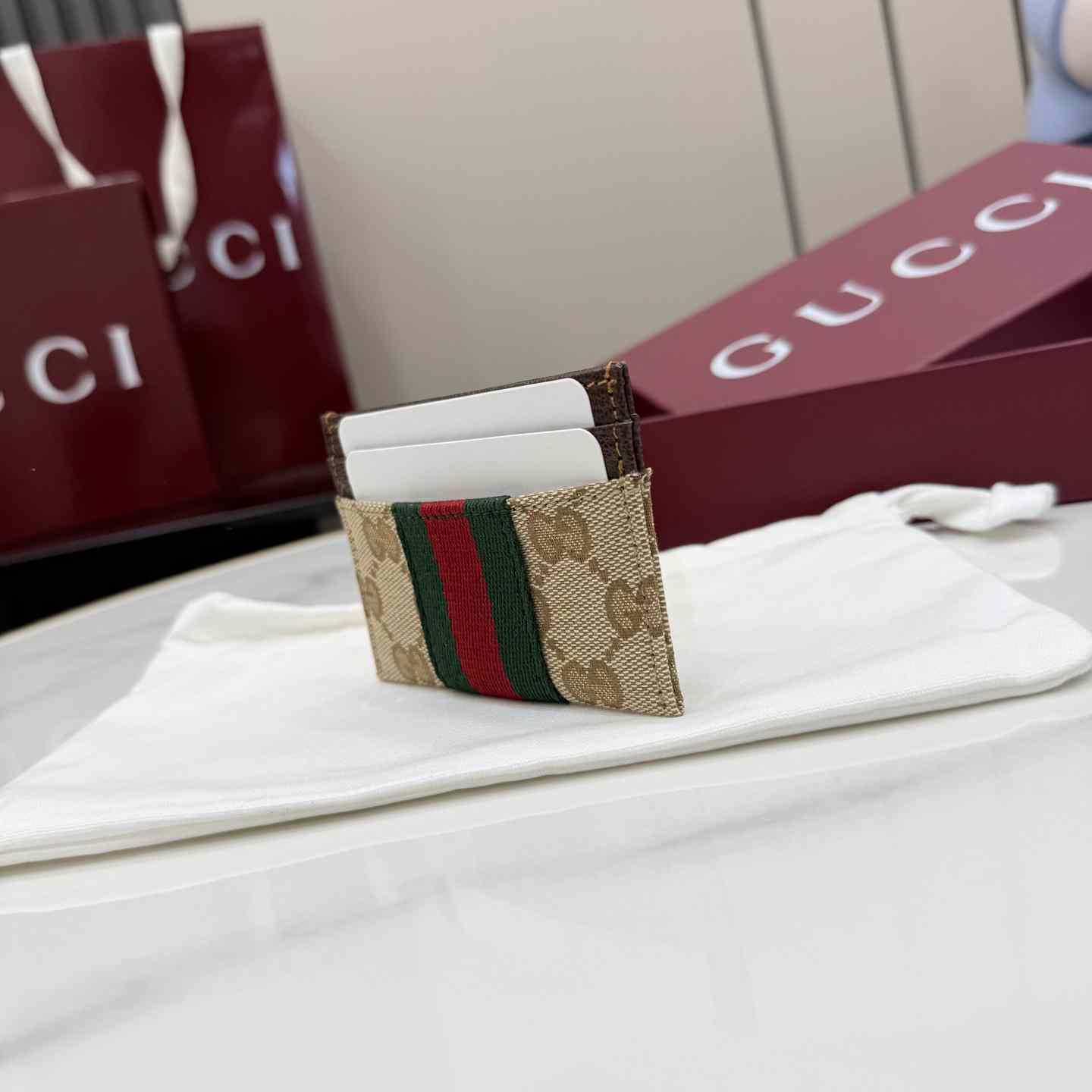 Gucci GG Card Case With Web - DopestKickz