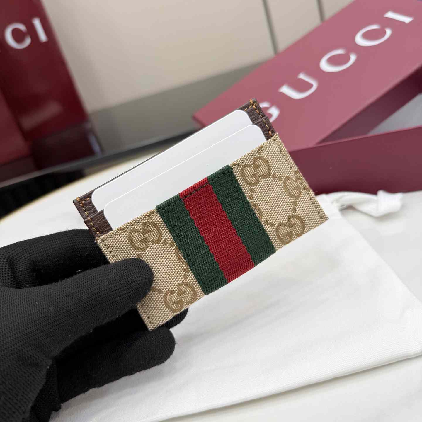 Gucci GG Card Case With Web - DopestKickz