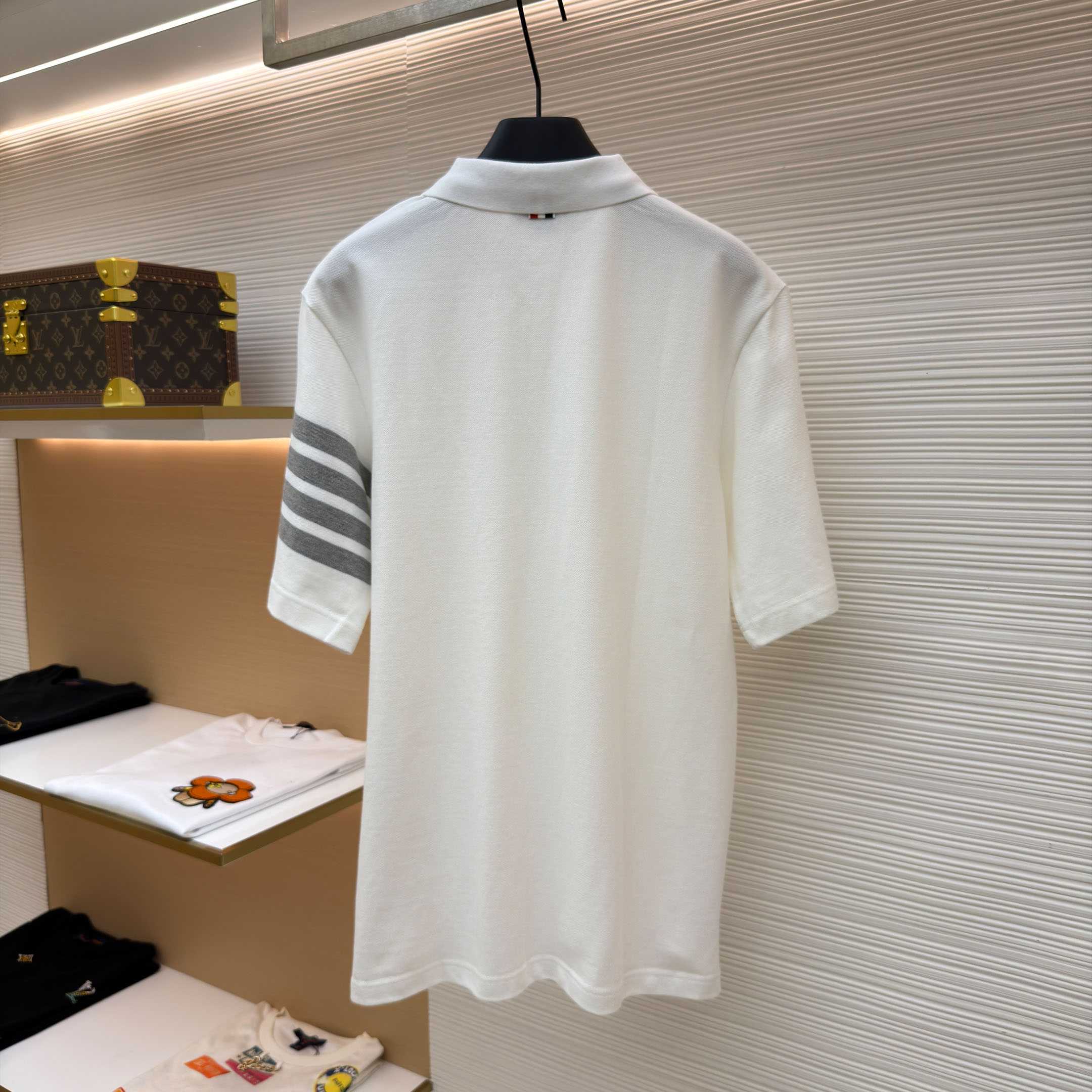 Thom Browne Classic Pique 4-Bar Short Sleeve Polo   - DopestKickz
