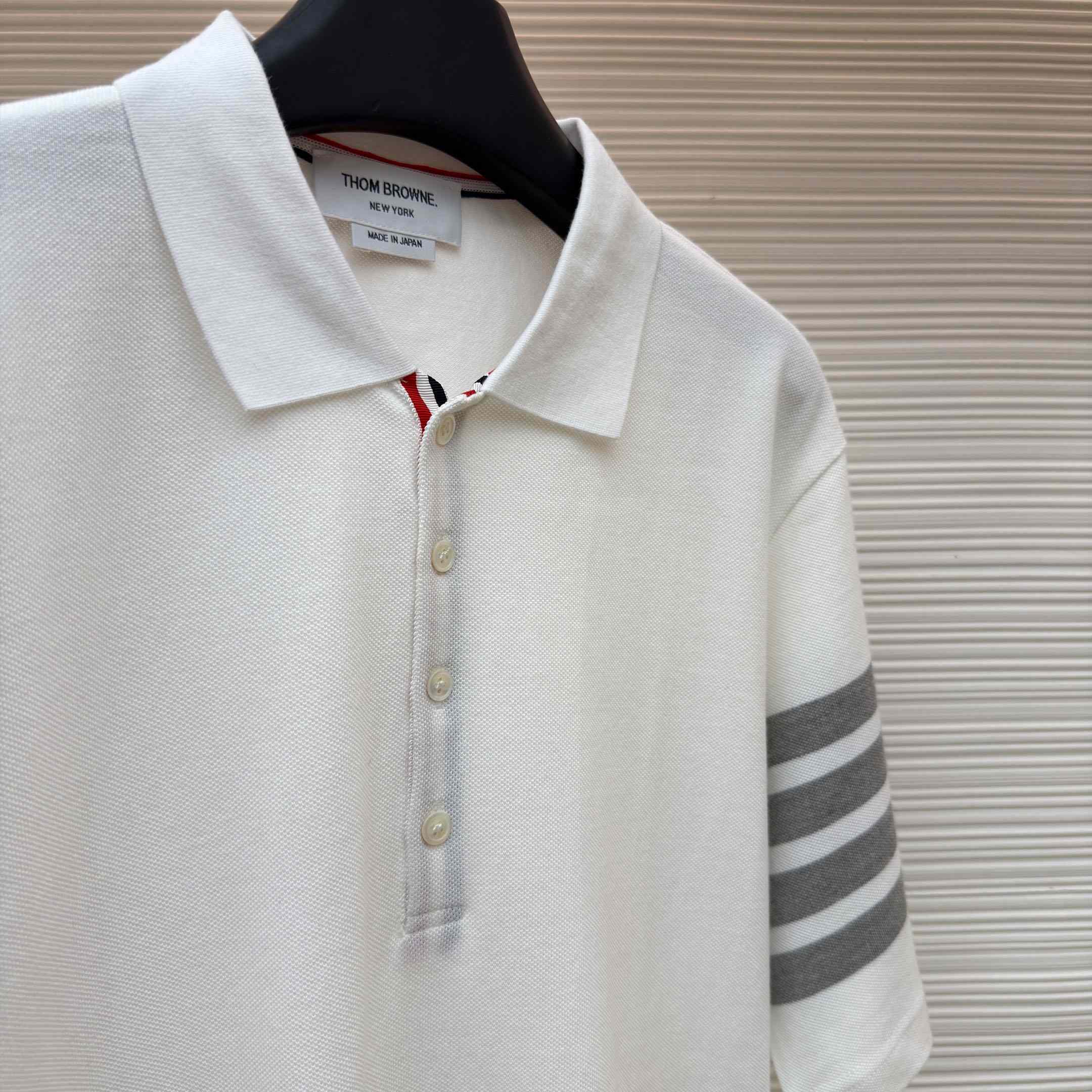 Thom Browne Classic Pique 4-Bar Short Sleeve Polo   - DopestKickz