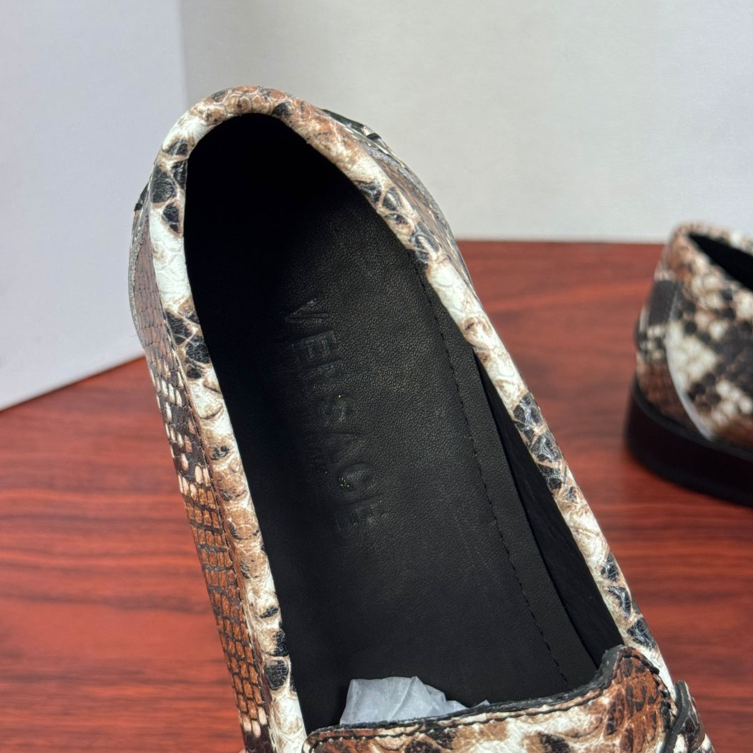 Versace Snakeskin-Effect Loafers - DopestKickz