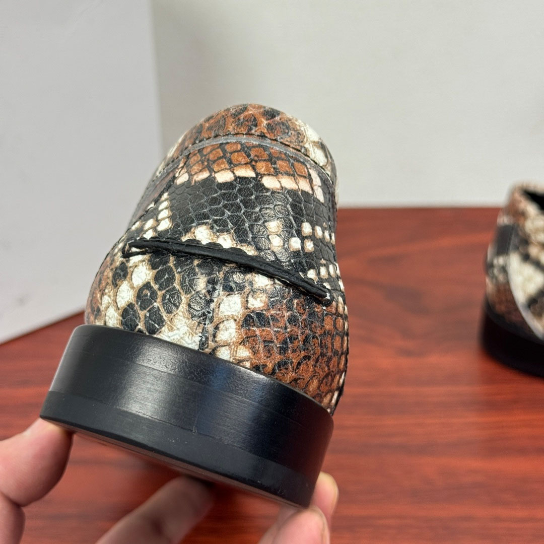 Versace Snakeskin-Effect Loafers - DopestKickz