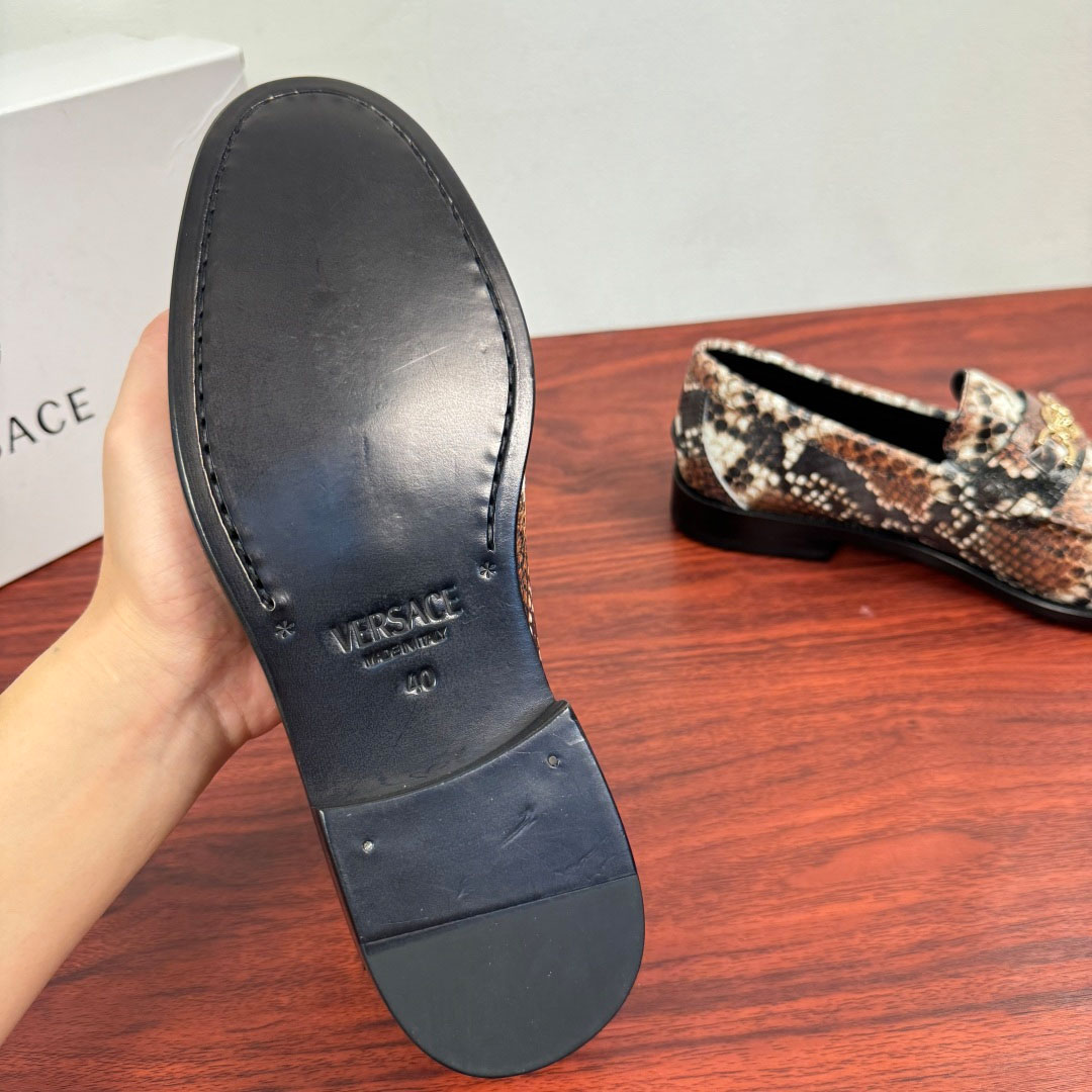 Versace Snakeskin-Effect Loafers - DopestKickz