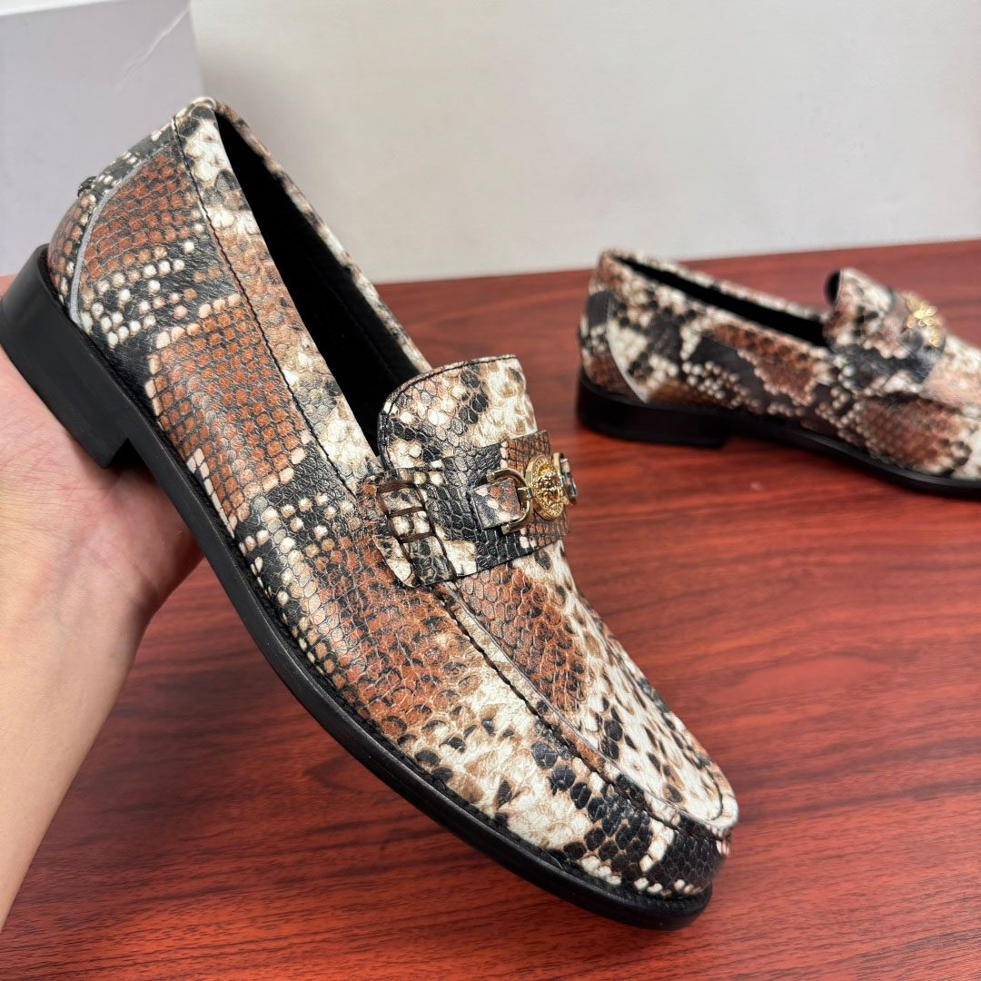 Versace Snakeskin-Effect Loafers - DopestKickz