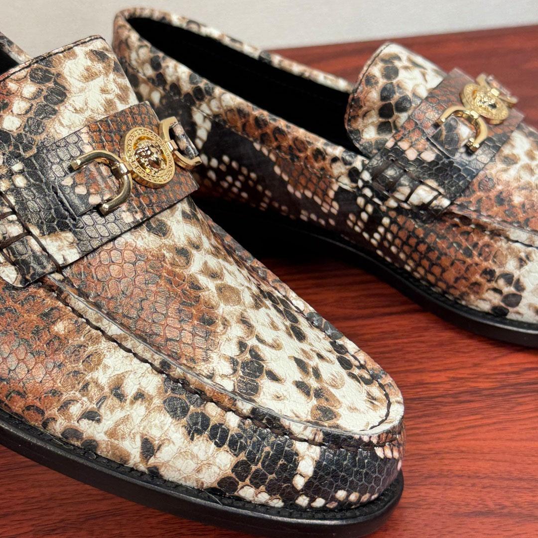 Versace Snakeskin-Effect Loafers - DopestKickz