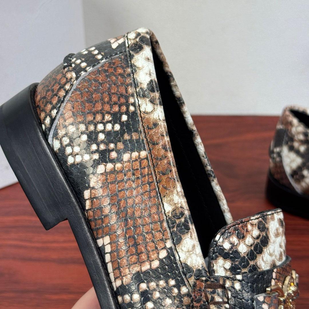 Versace Snakeskin-Effect Loafers - DopestKickz