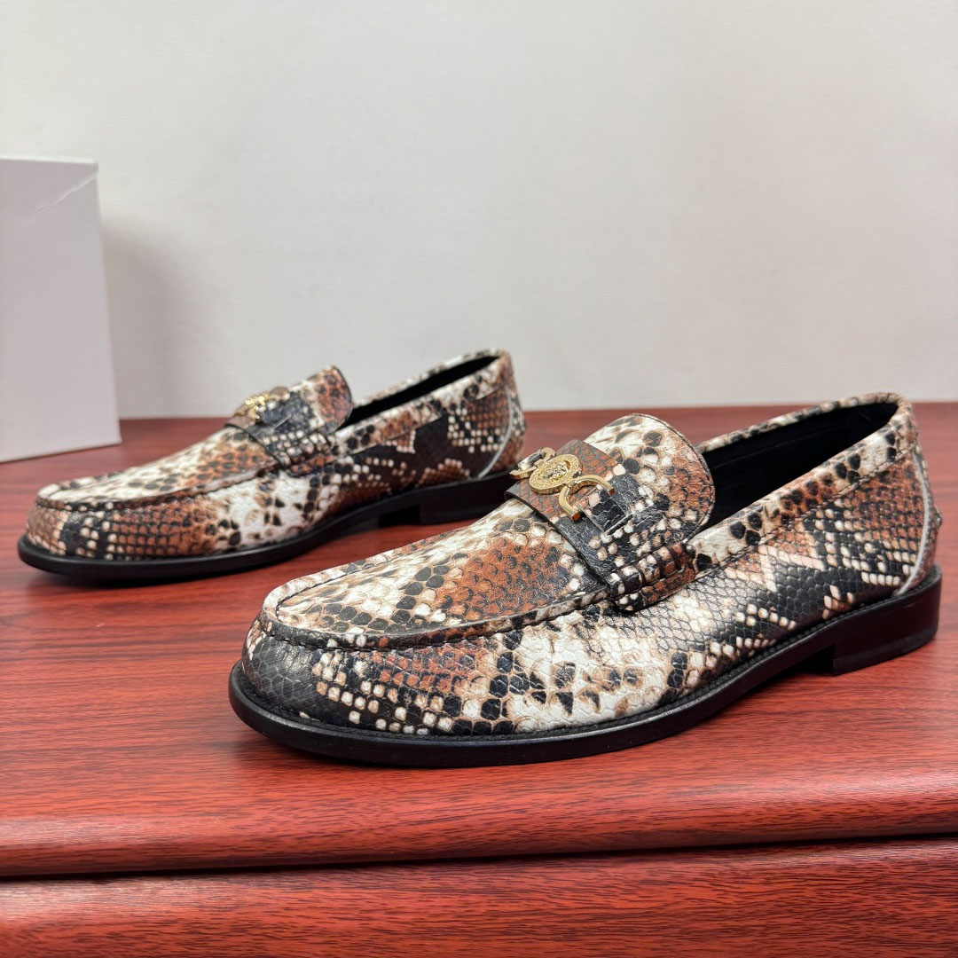 Versace Snakeskin-Effect Loafers - DopestKickz