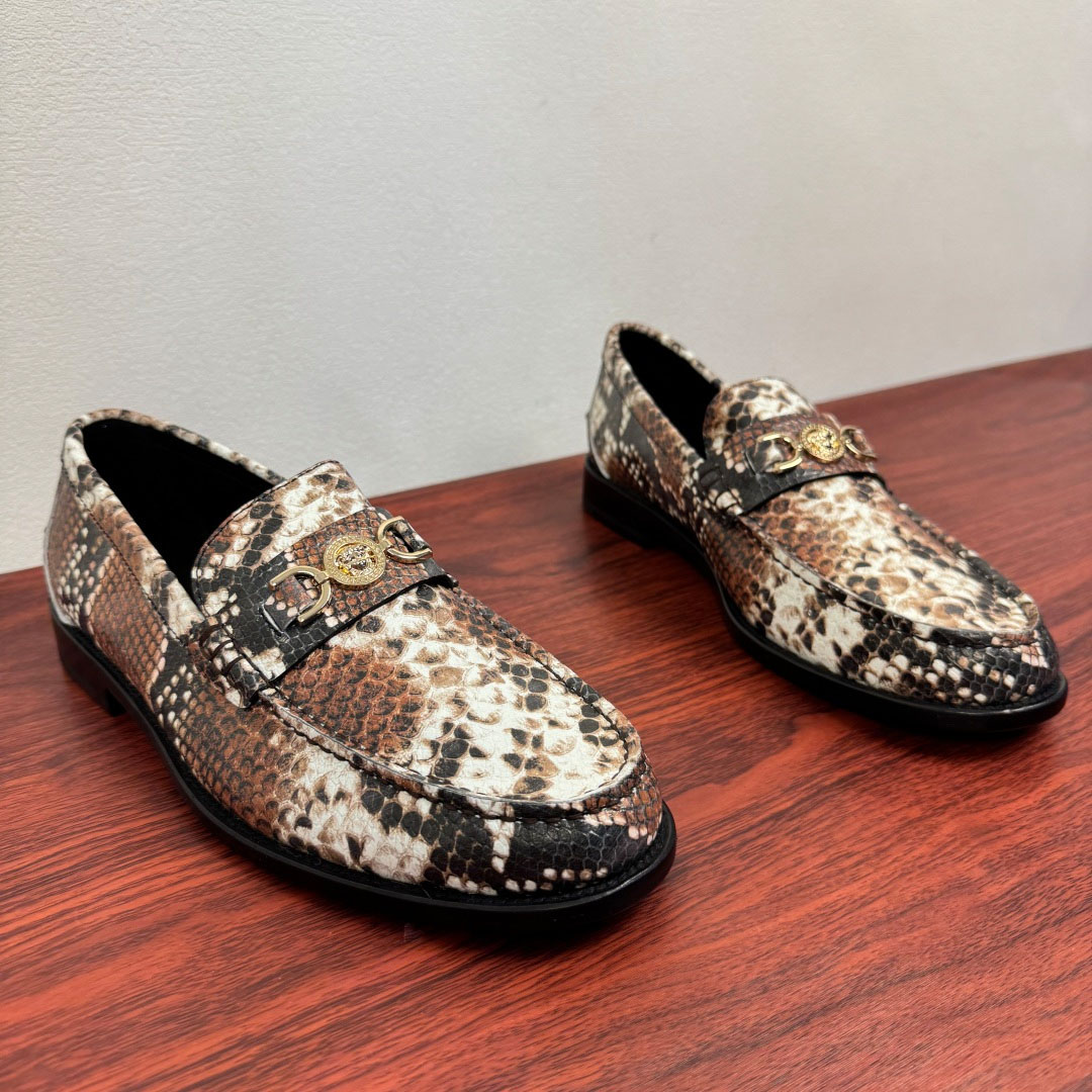 Versace Snakeskin-Effect Loafers - DopestKickz