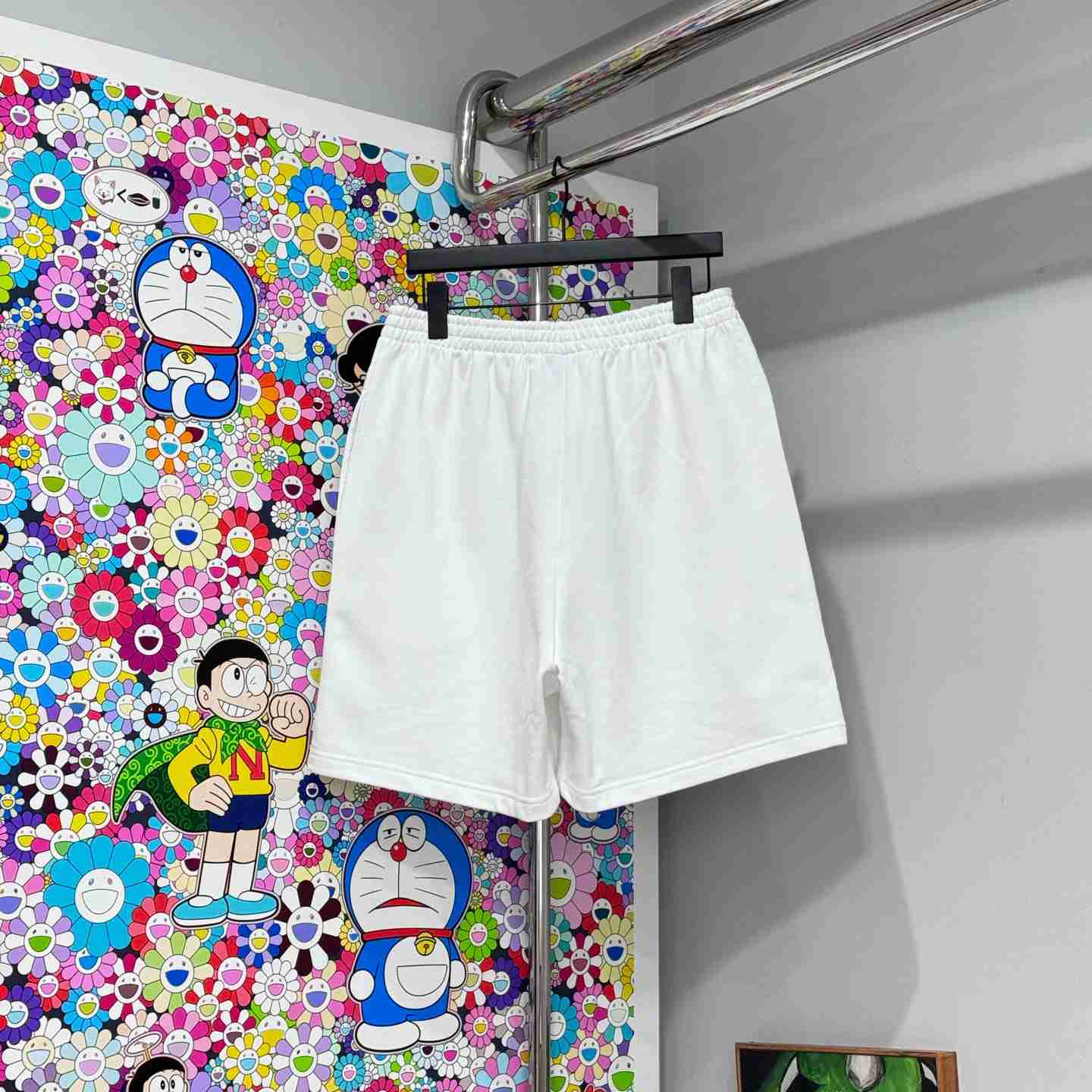 Balenciaga Wet Brush Relaxed Fit Shorts In White - DopestKickz