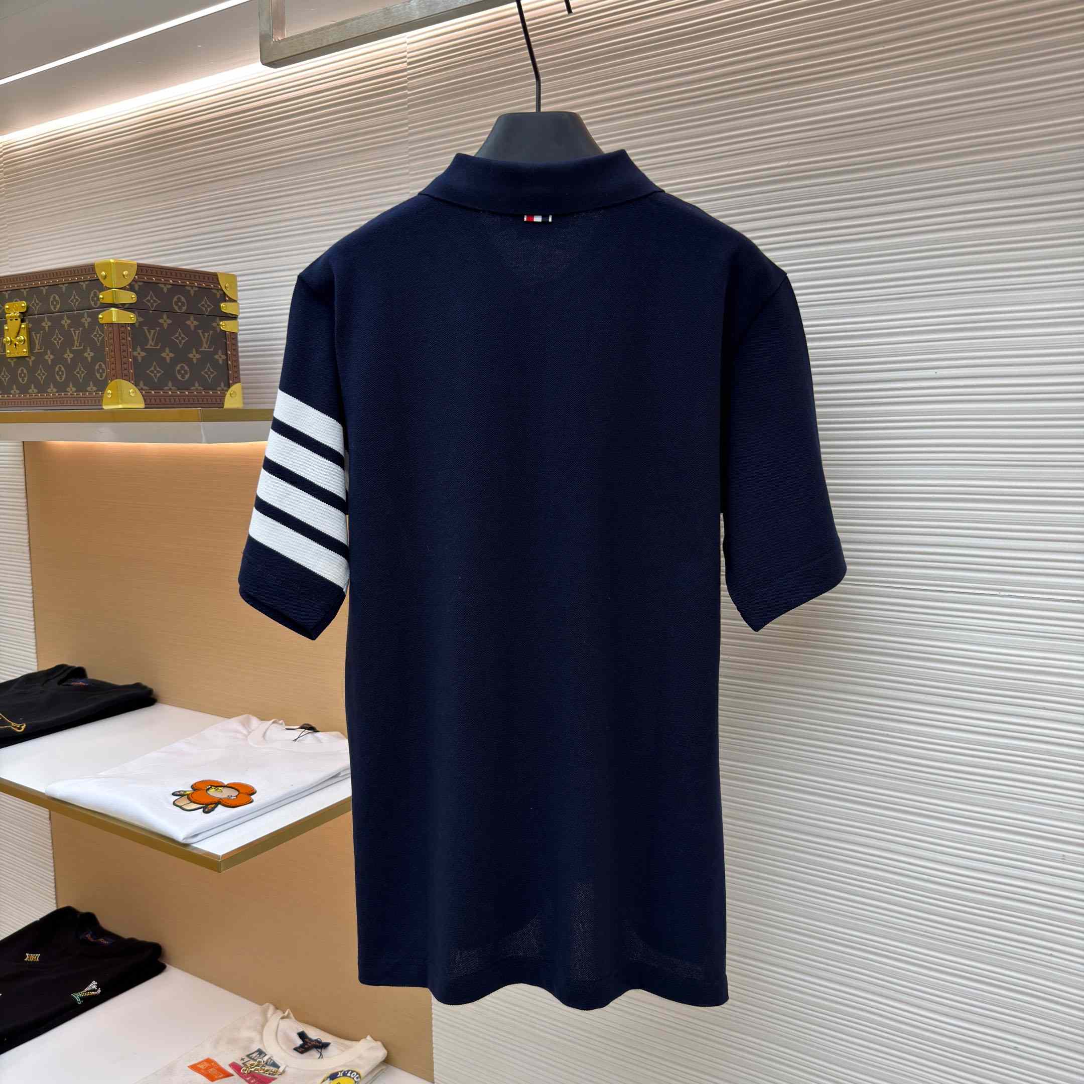 Thom Browne Classic Pique 4-Bar Short Sleeve Polo   - DopestKickz