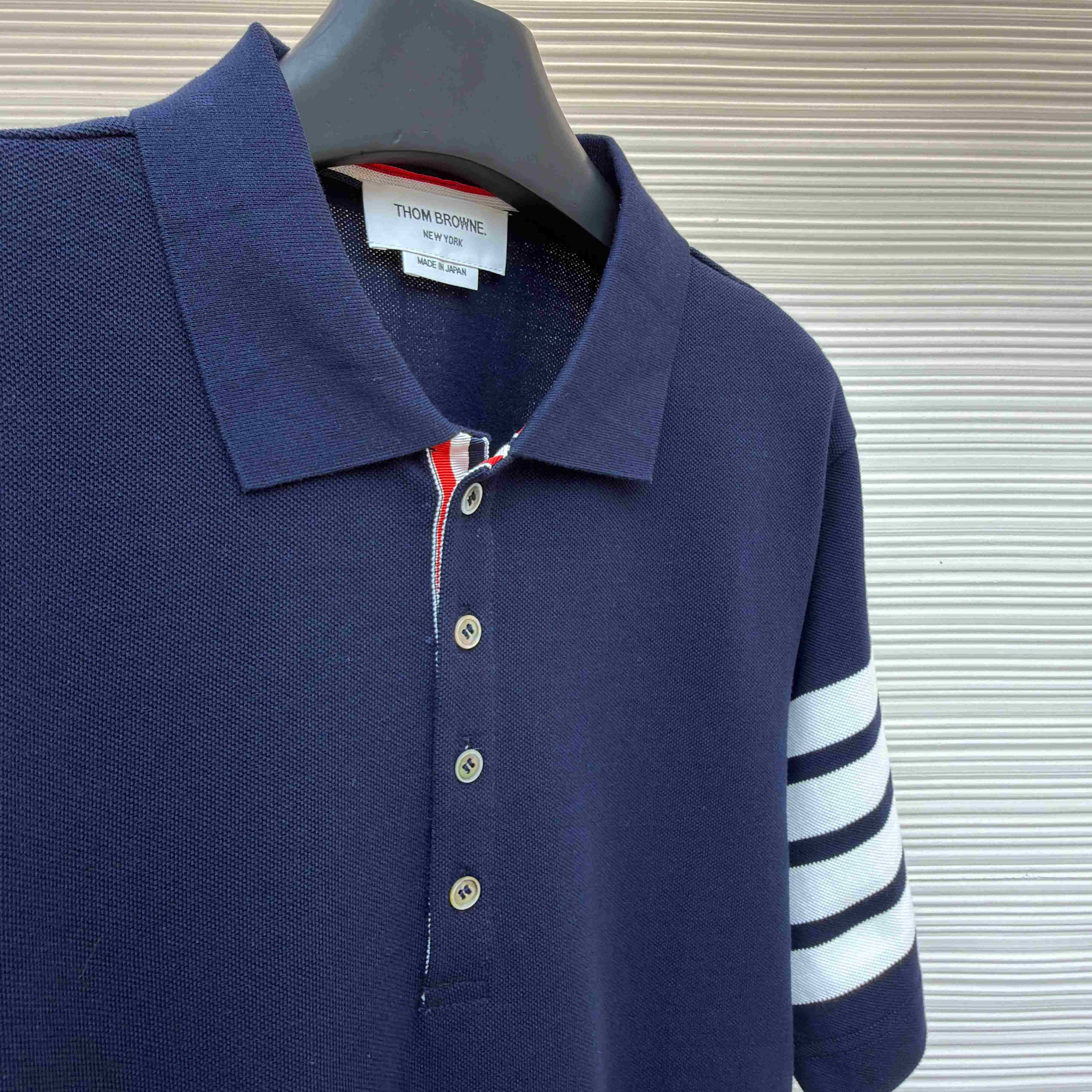 Thom Browne Classic Pique 4-Bar Short Sleeve Polo   - DopestKickz