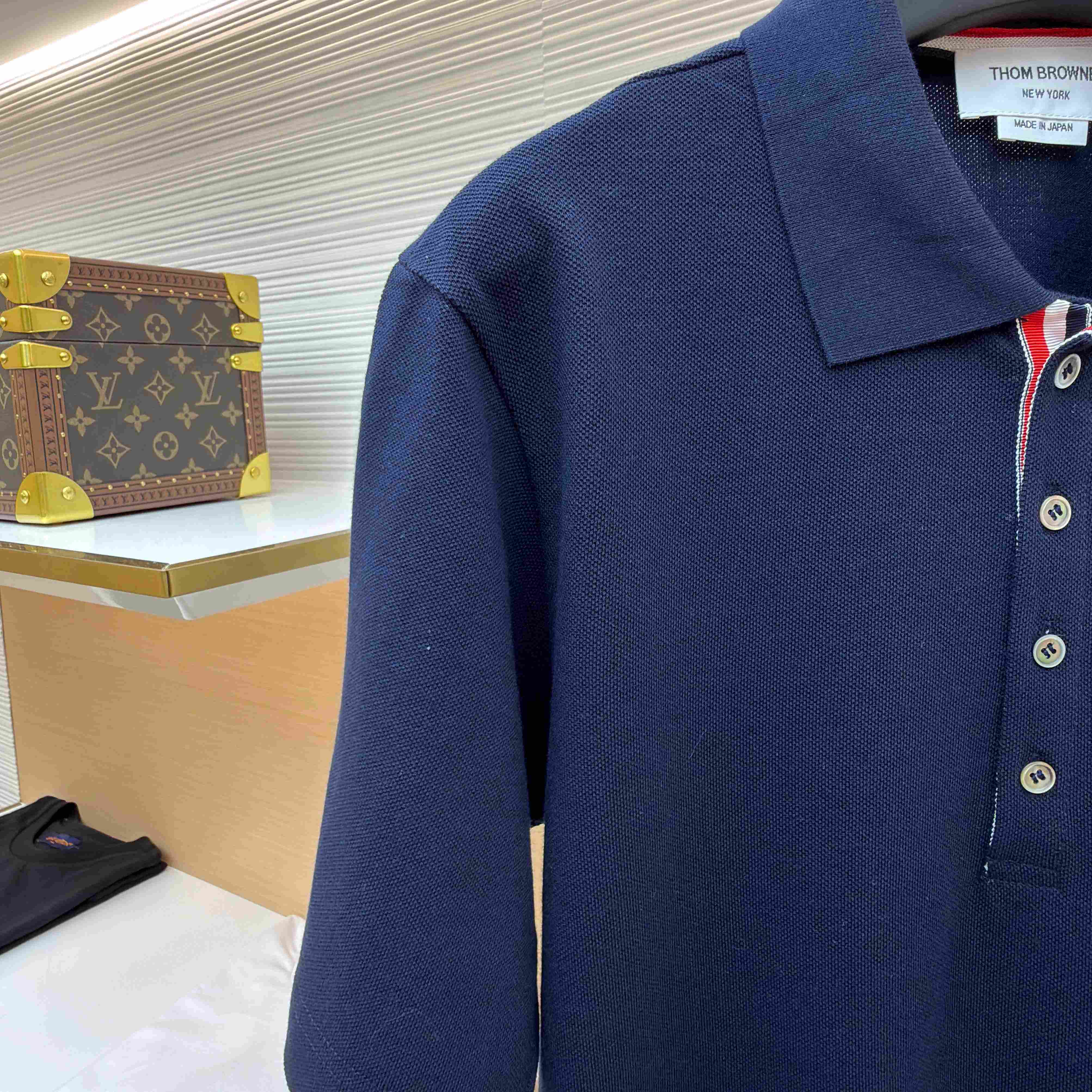 Thom Browne Classic Pique 4-Bar Short Sleeve Polo   - DopestKickz