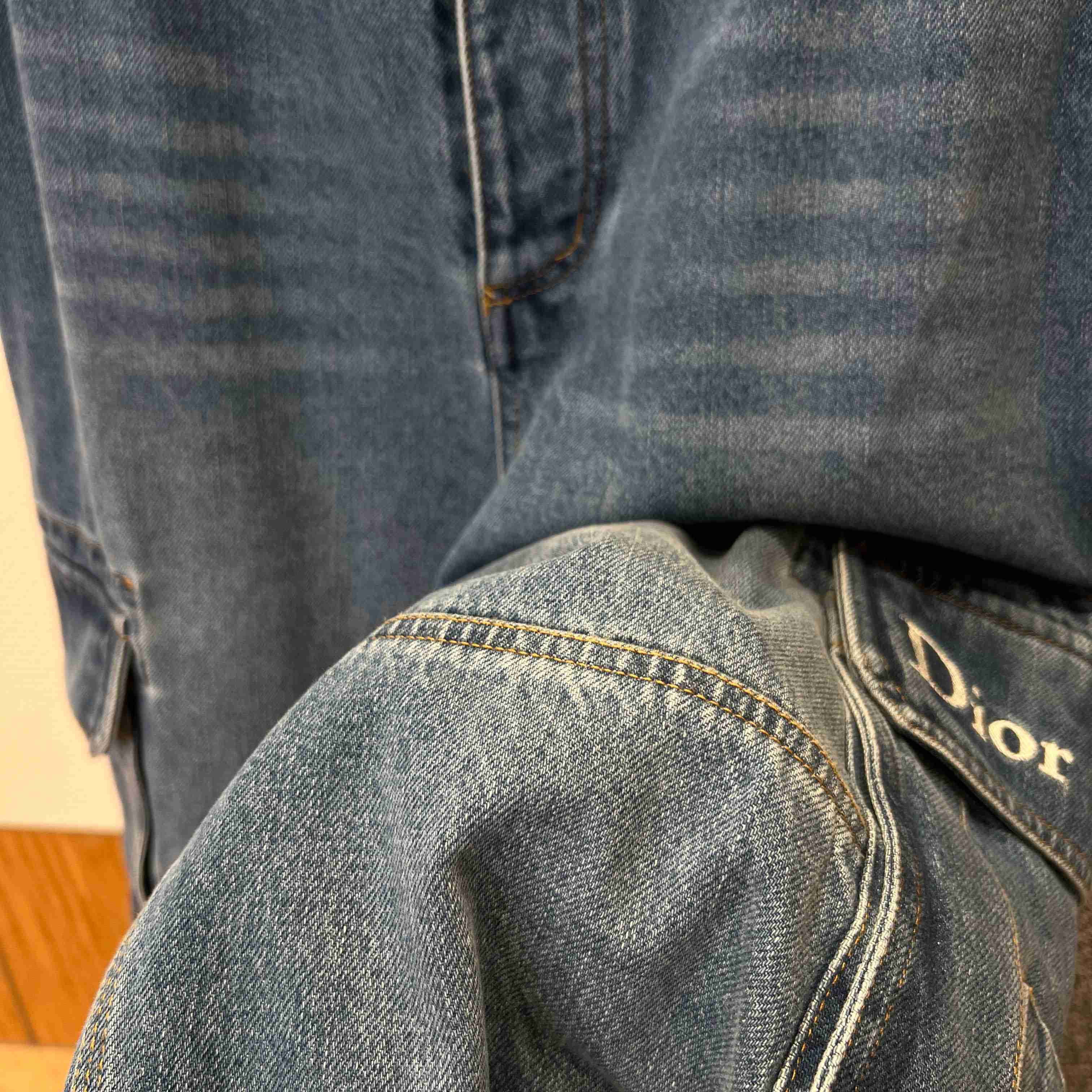 Dior Cargo Jeans Blue Cotton Twill - DopestKickz