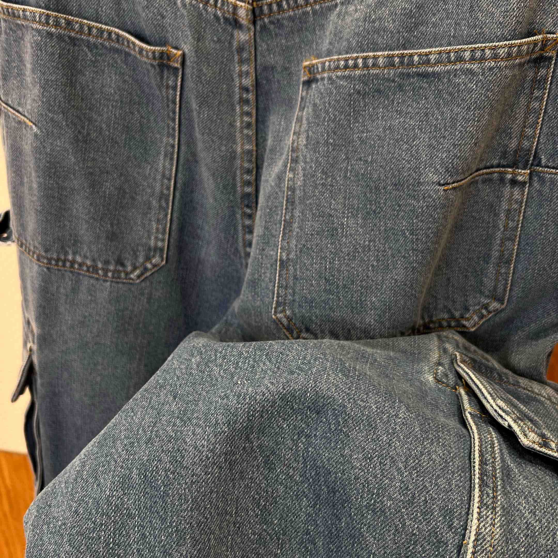 Dior Cargo Jeans Blue Cotton Twill - DopestKickz