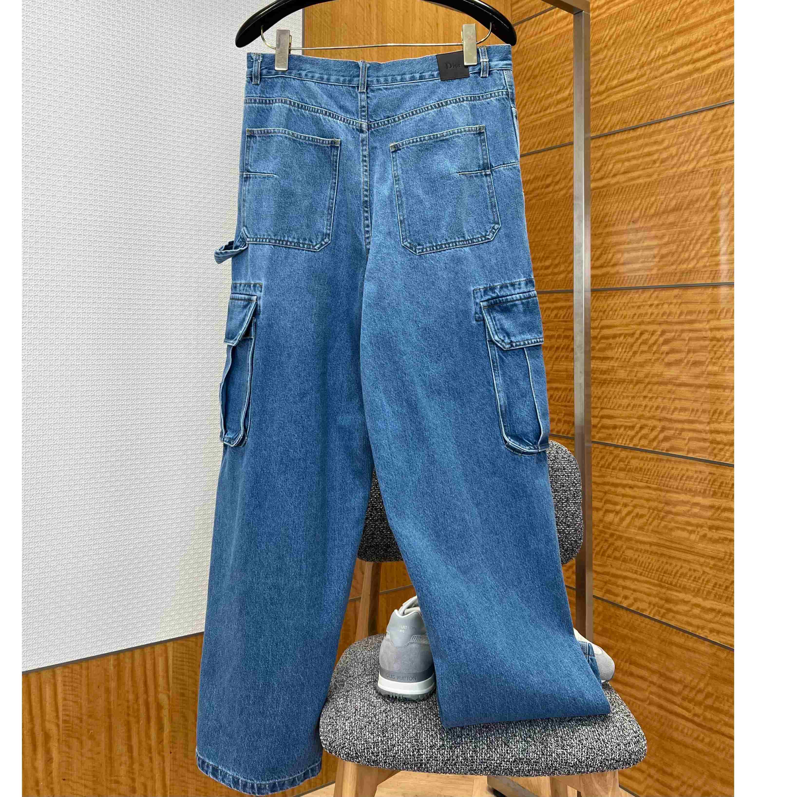 Dior Cargo Jeans Blue Cotton Twill - DopestKickz