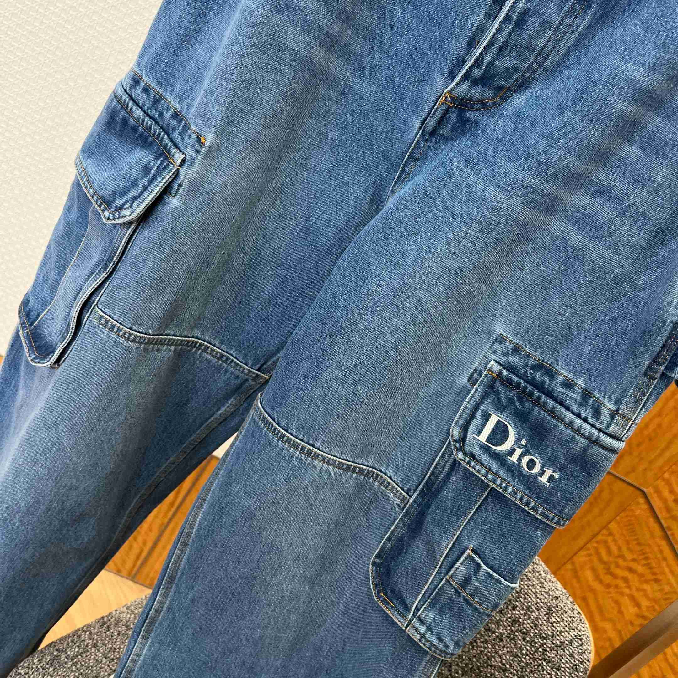 Dior Cargo Jeans Blue Cotton Twill - DopestKickz