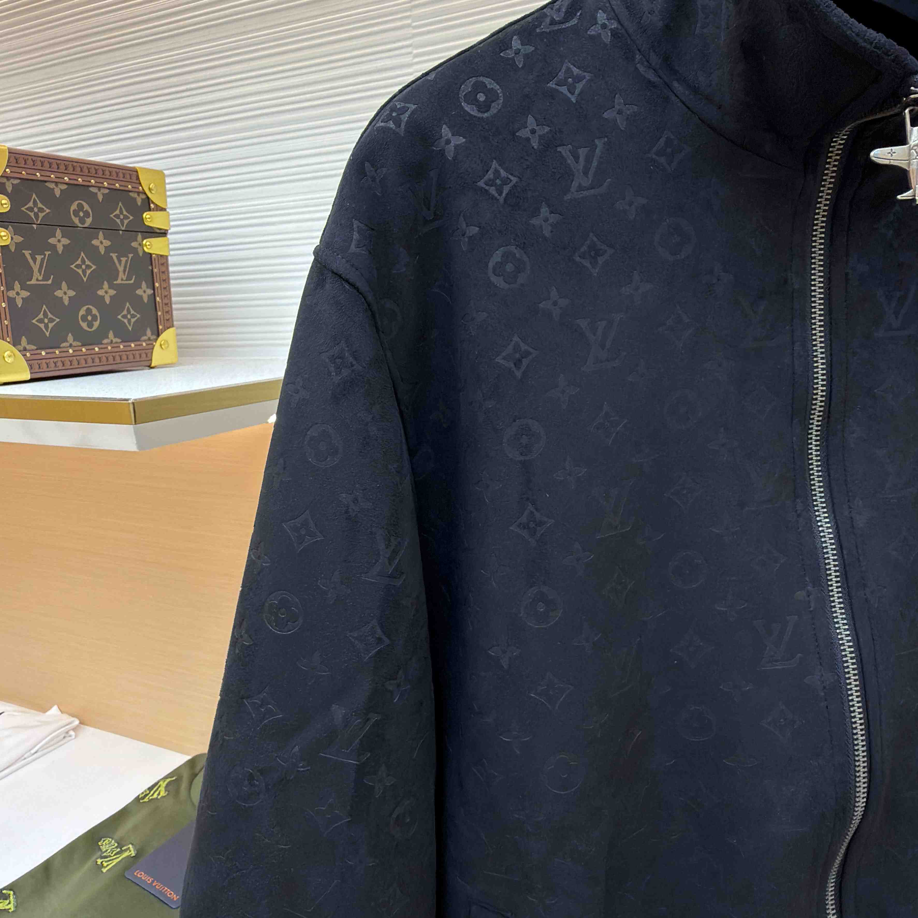 Louis Vuitton Monogram Debossed Suede Tracksuit Jacket 1AHBTW - DopestKickz