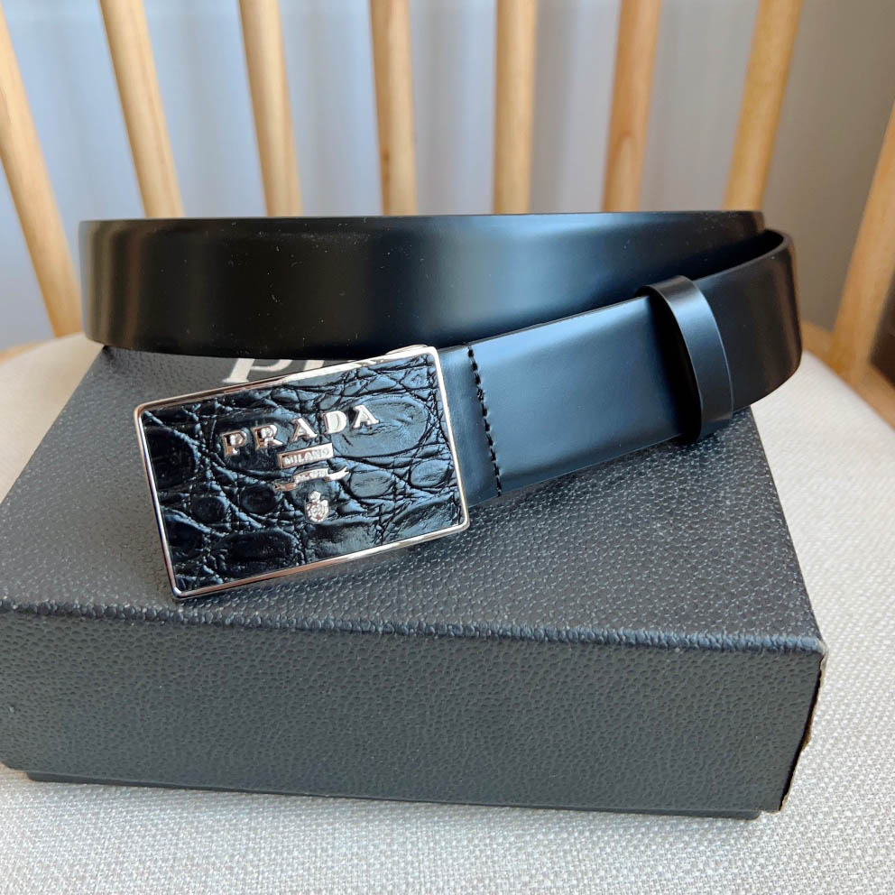 Prada Saffiano Leather Belt - DopestKickz