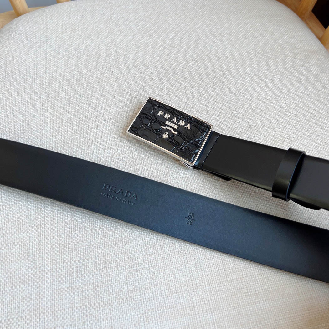 Prada Saffiano Leather Belt - DopestKickz